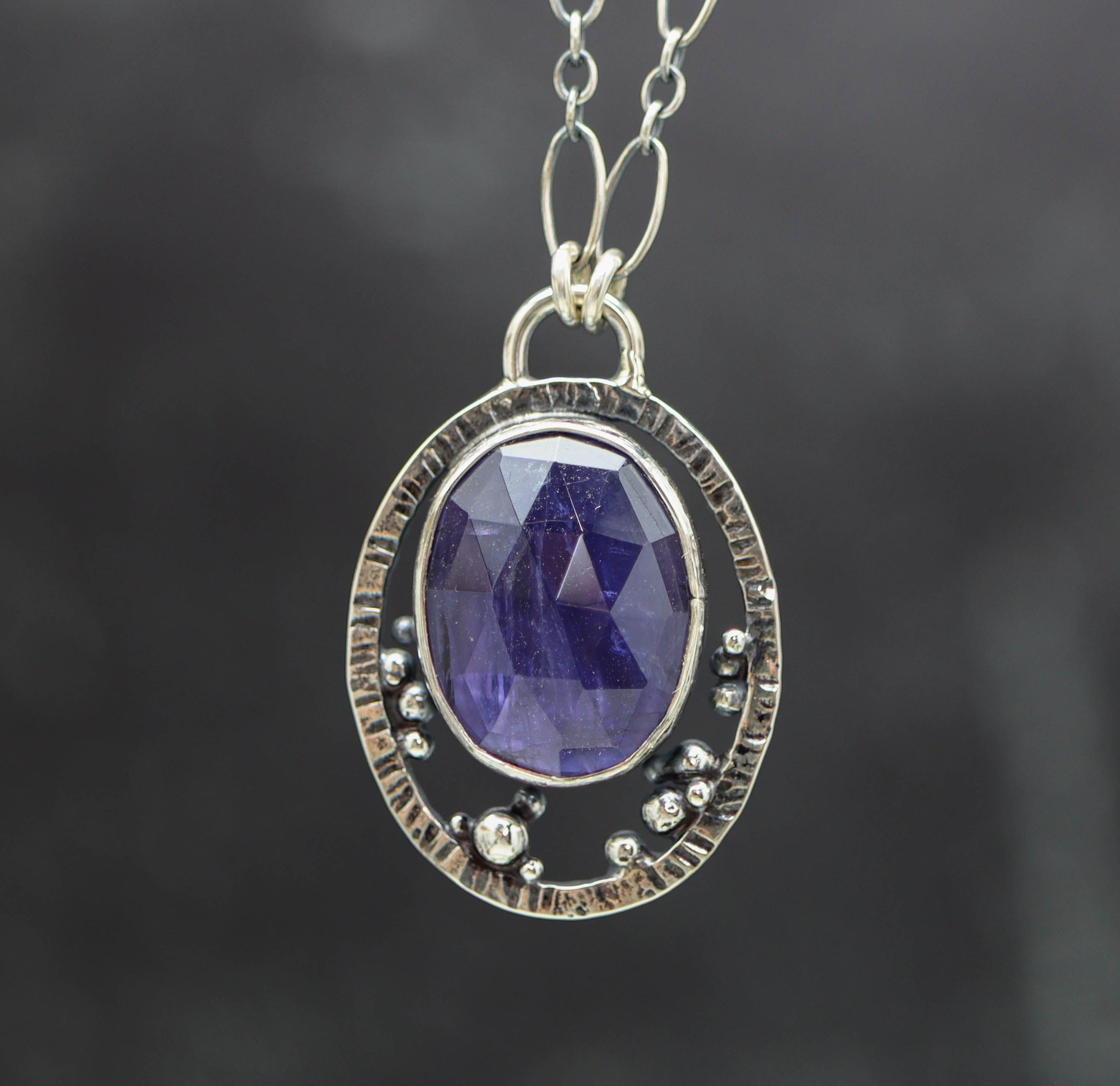 Iolite Pendant Necklace Sterling Silver
