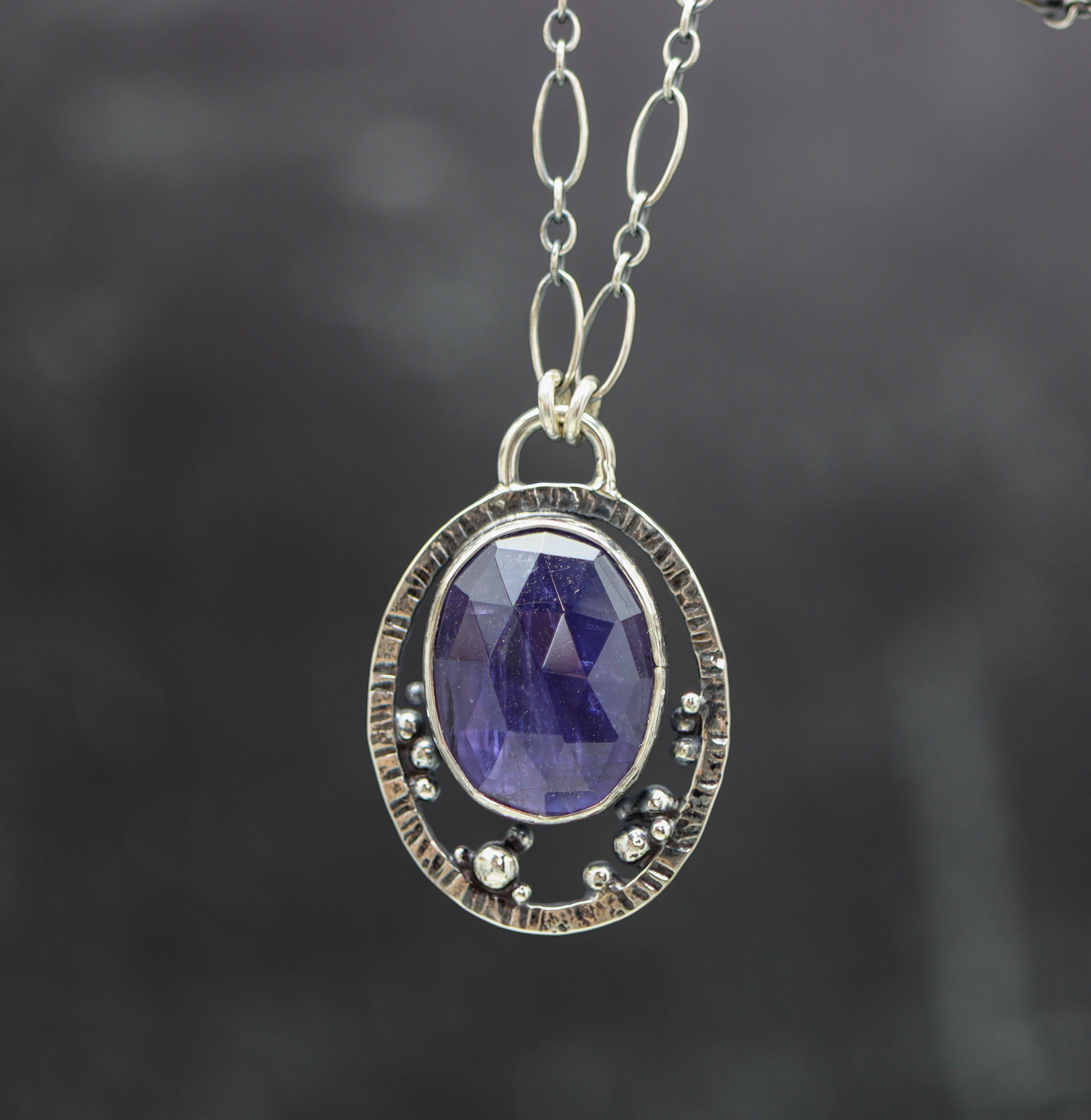 Iolite Pendant Necklace Sterling Silver