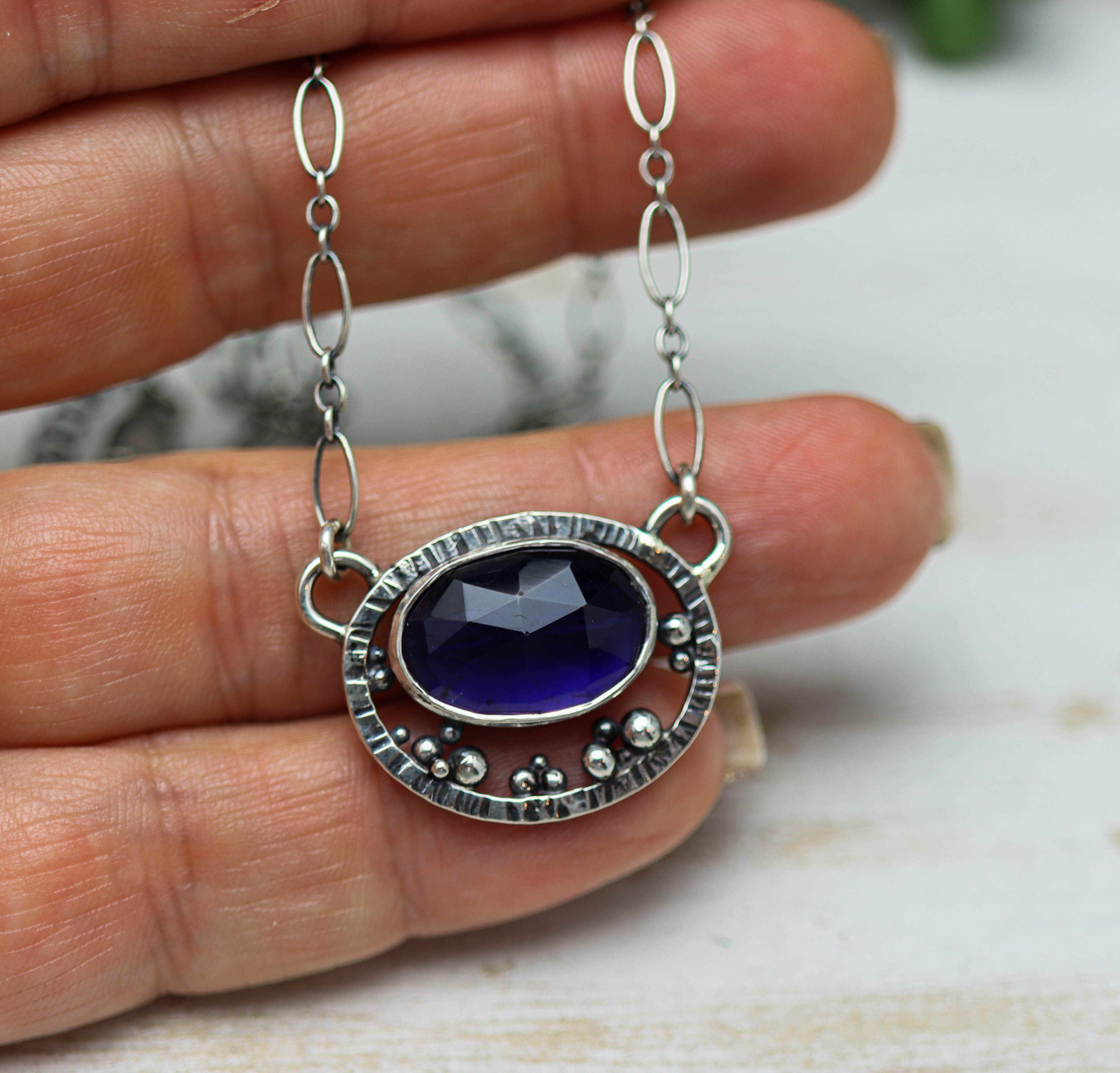 Iolite Pendant Necklace Sterling Silver