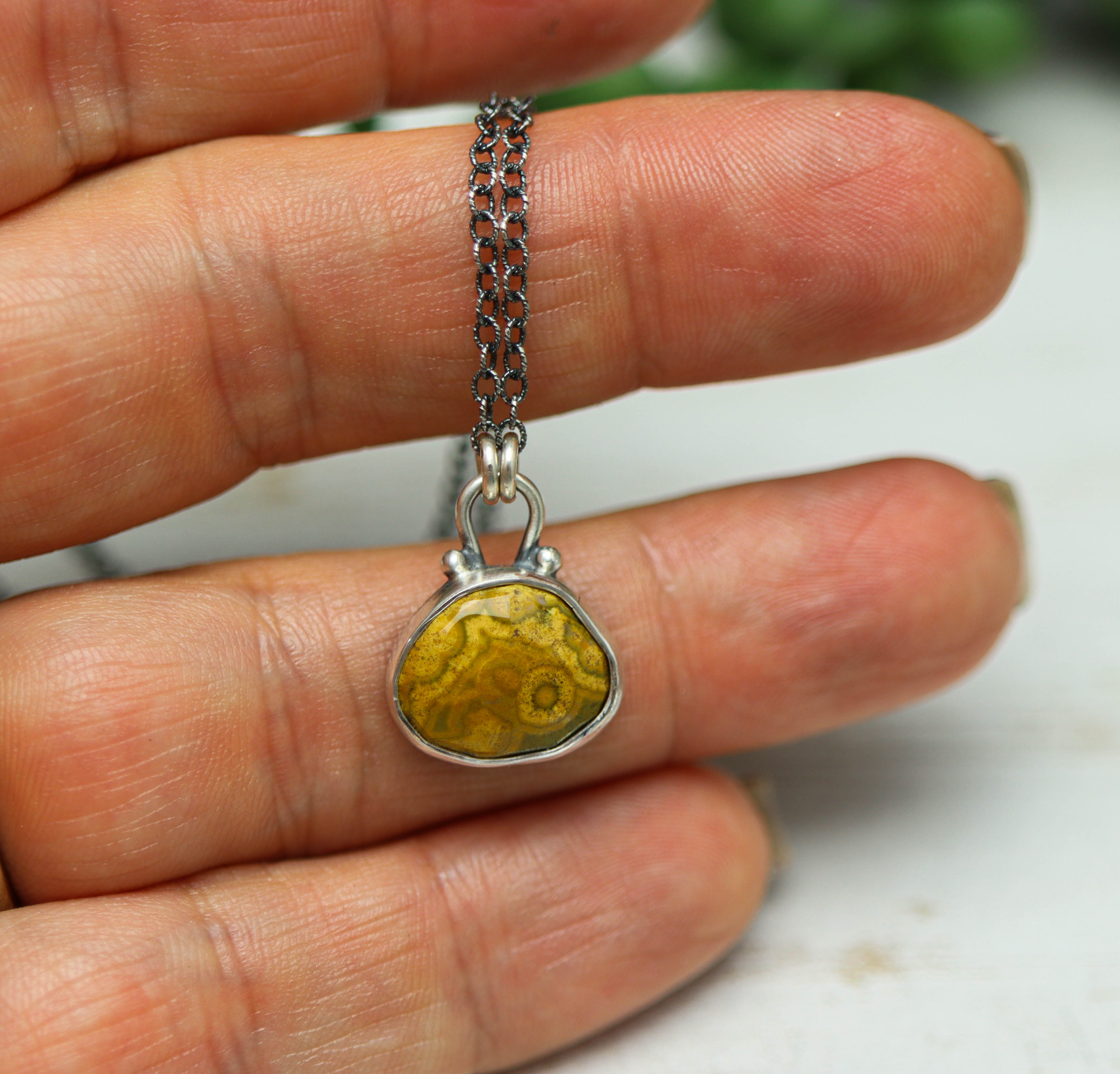 Ocean Jasper Petite Pendant Necklace in Sterling Silver
