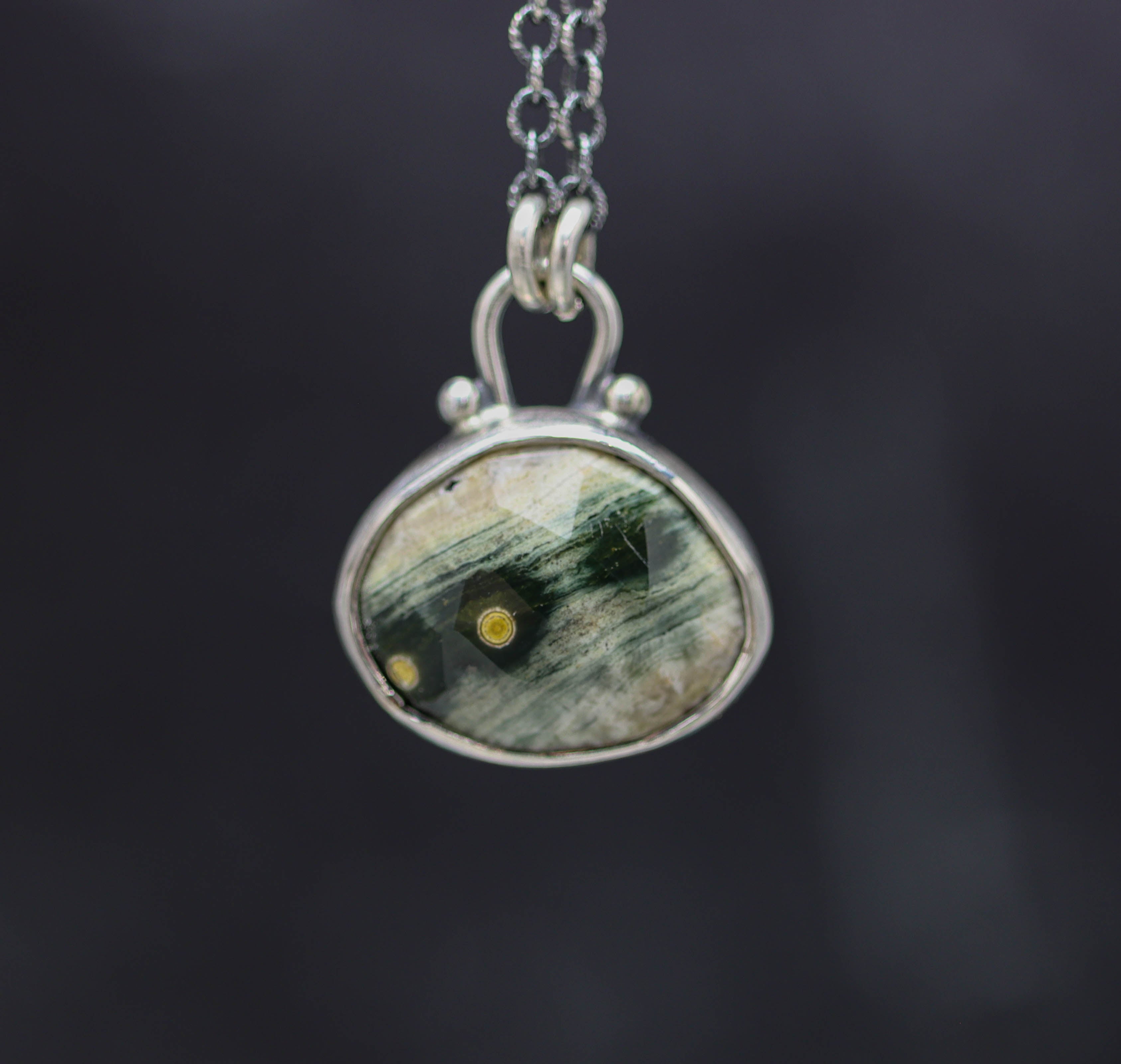 Ocean Jasper Petite Pendant Necklace in Sterling Silver