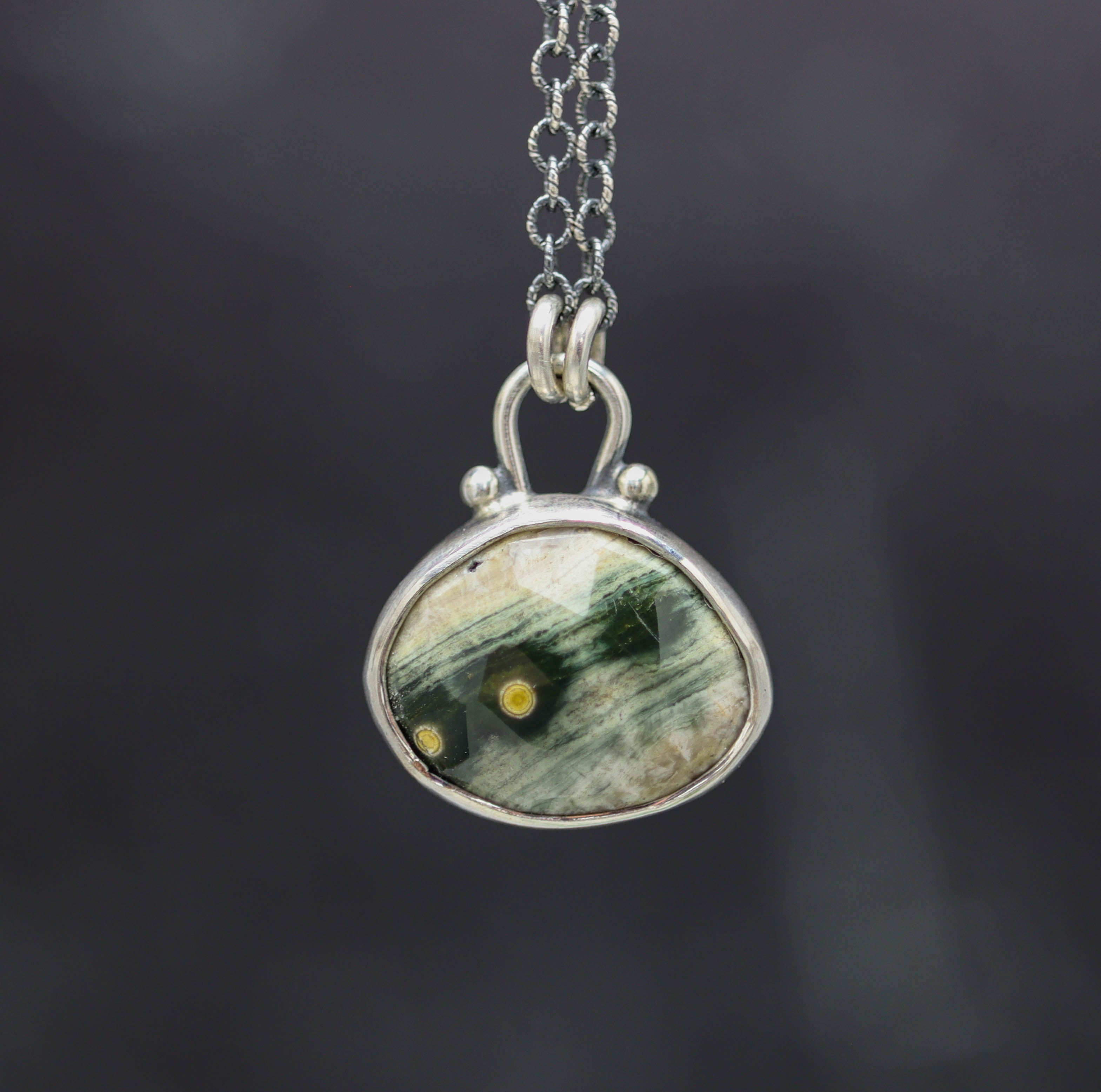 Ocean Jasper Petite Pendant Necklace in Sterling Silver
