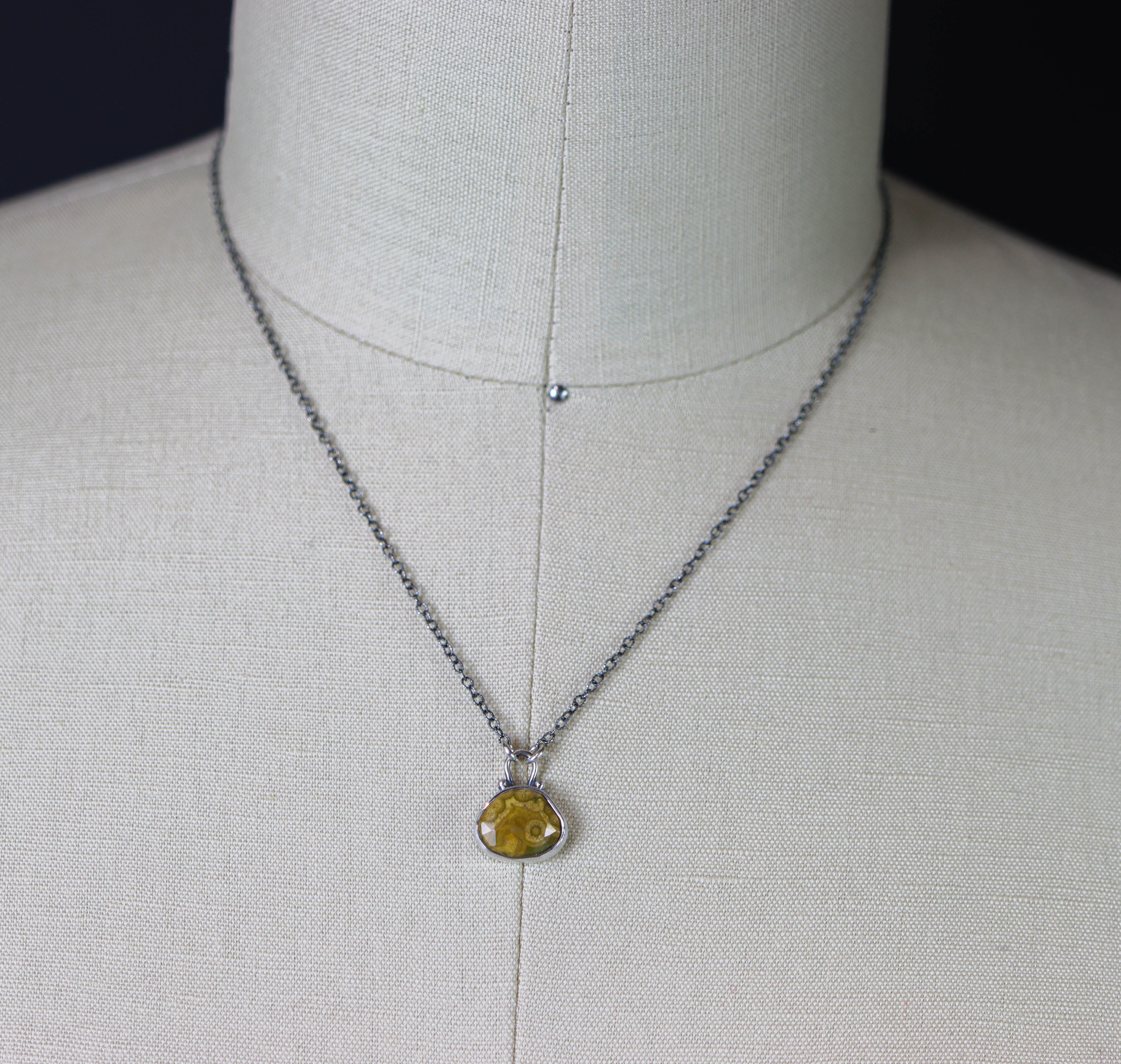 Ocean Jasper Petite Pendant Necklace in Sterling Silver