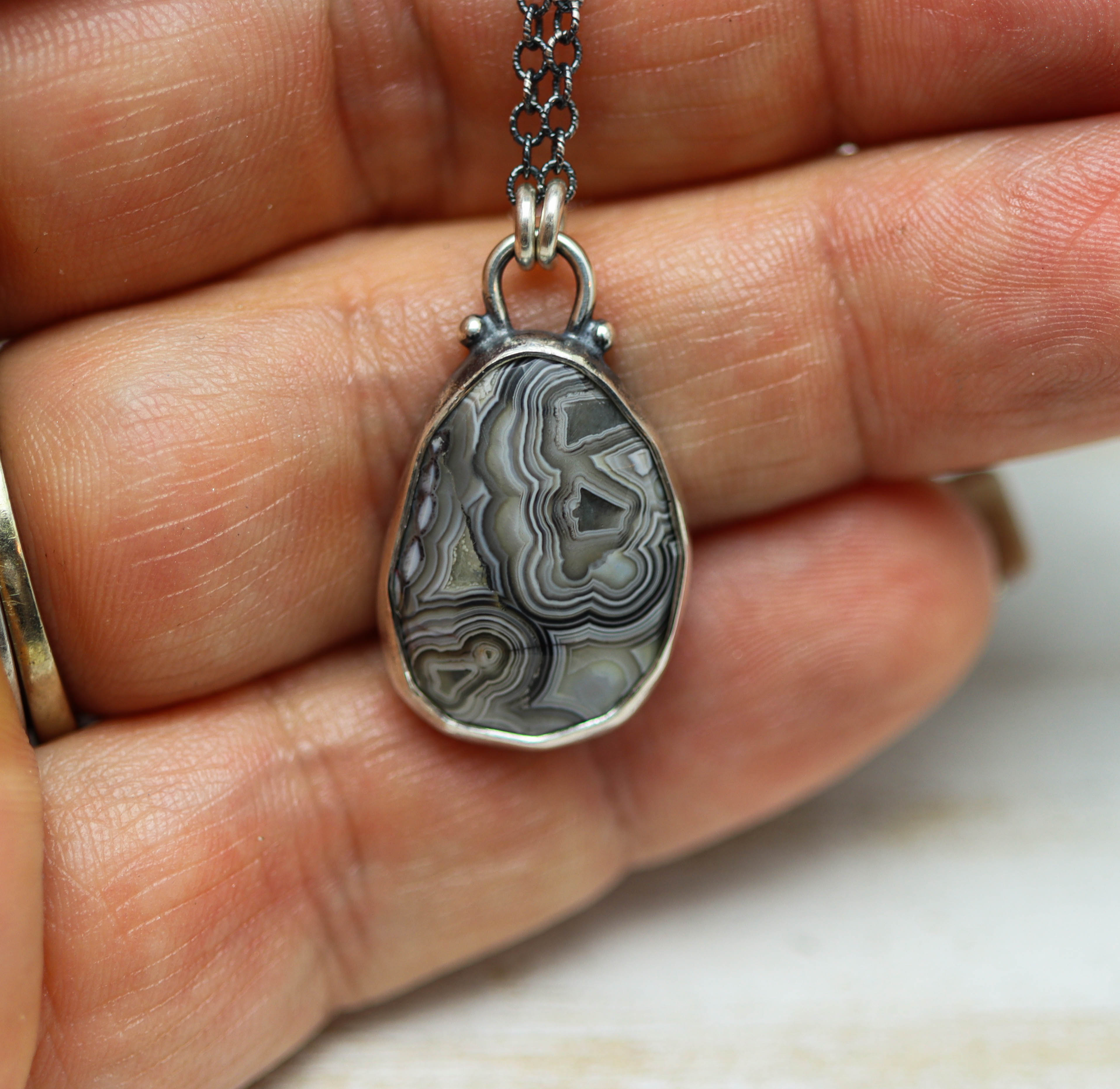 Laguna Agate Petite Pendant Necklace in Sterling Silver