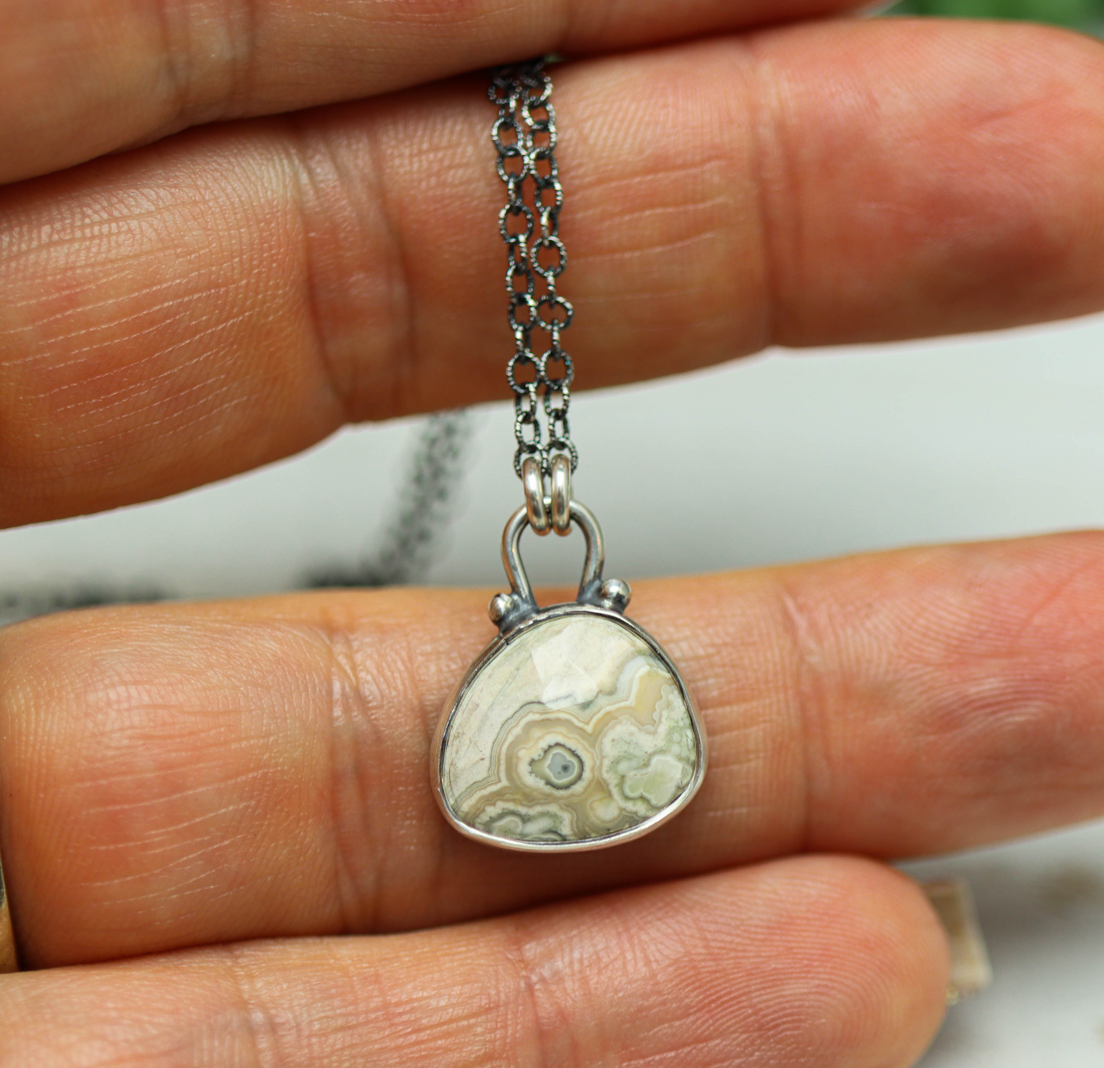 Ocean Jasper Petite Pendant Necklace in Sterling Silver
