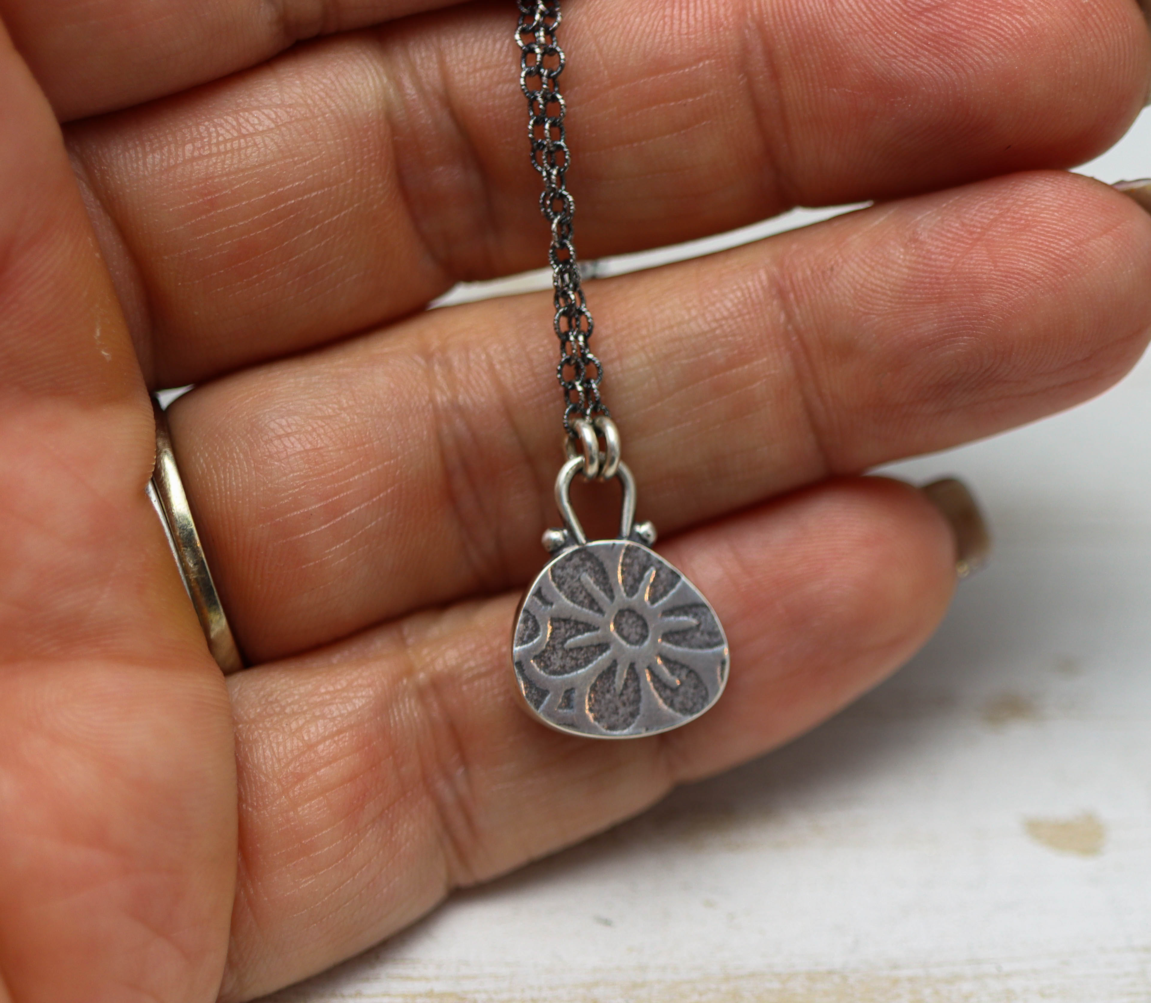 Ocean Jasper Petite Pendant Necklace in Sterling Silver