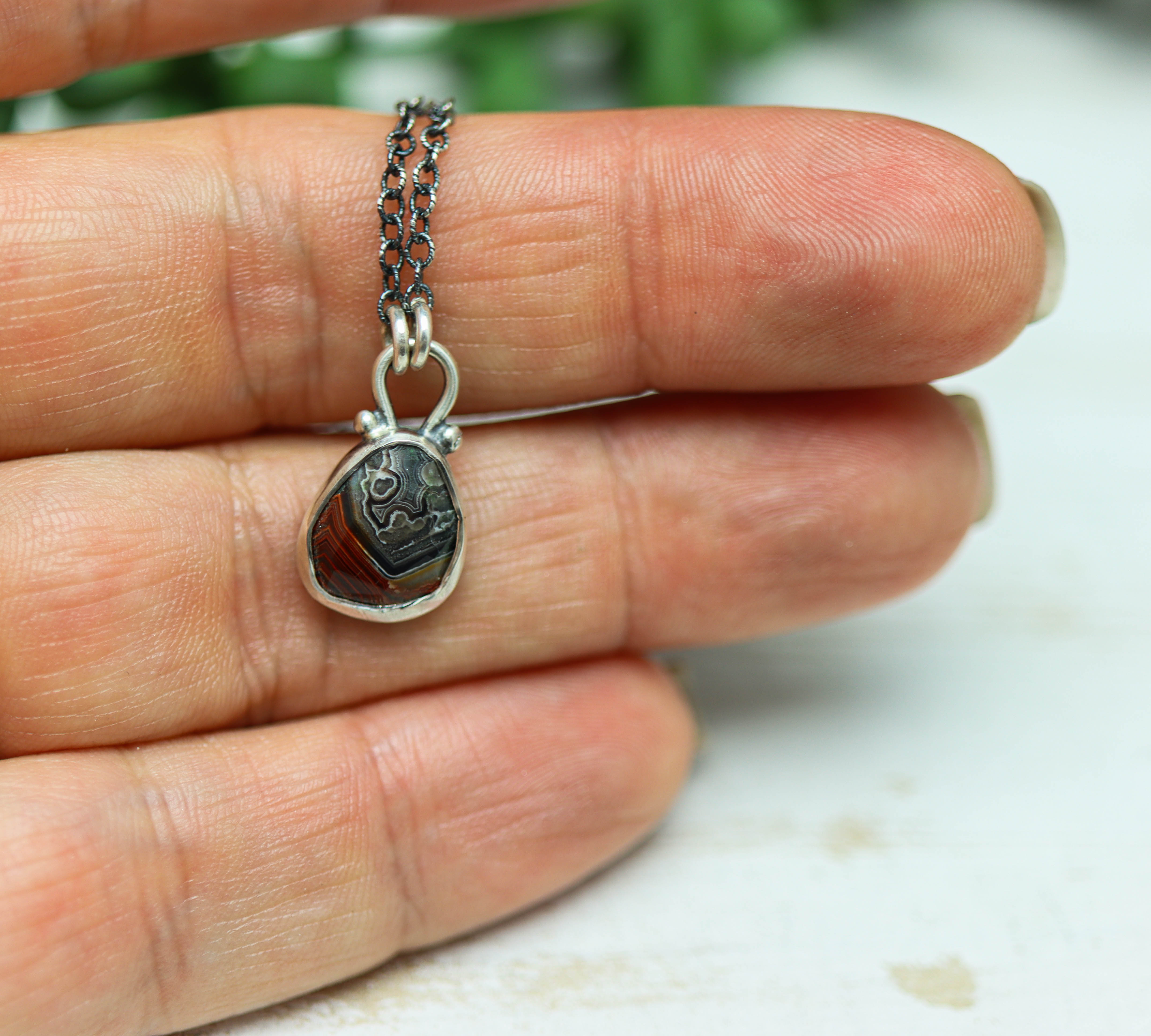 Laguna Agate Petite Pendant Necklace in Sterling Silver