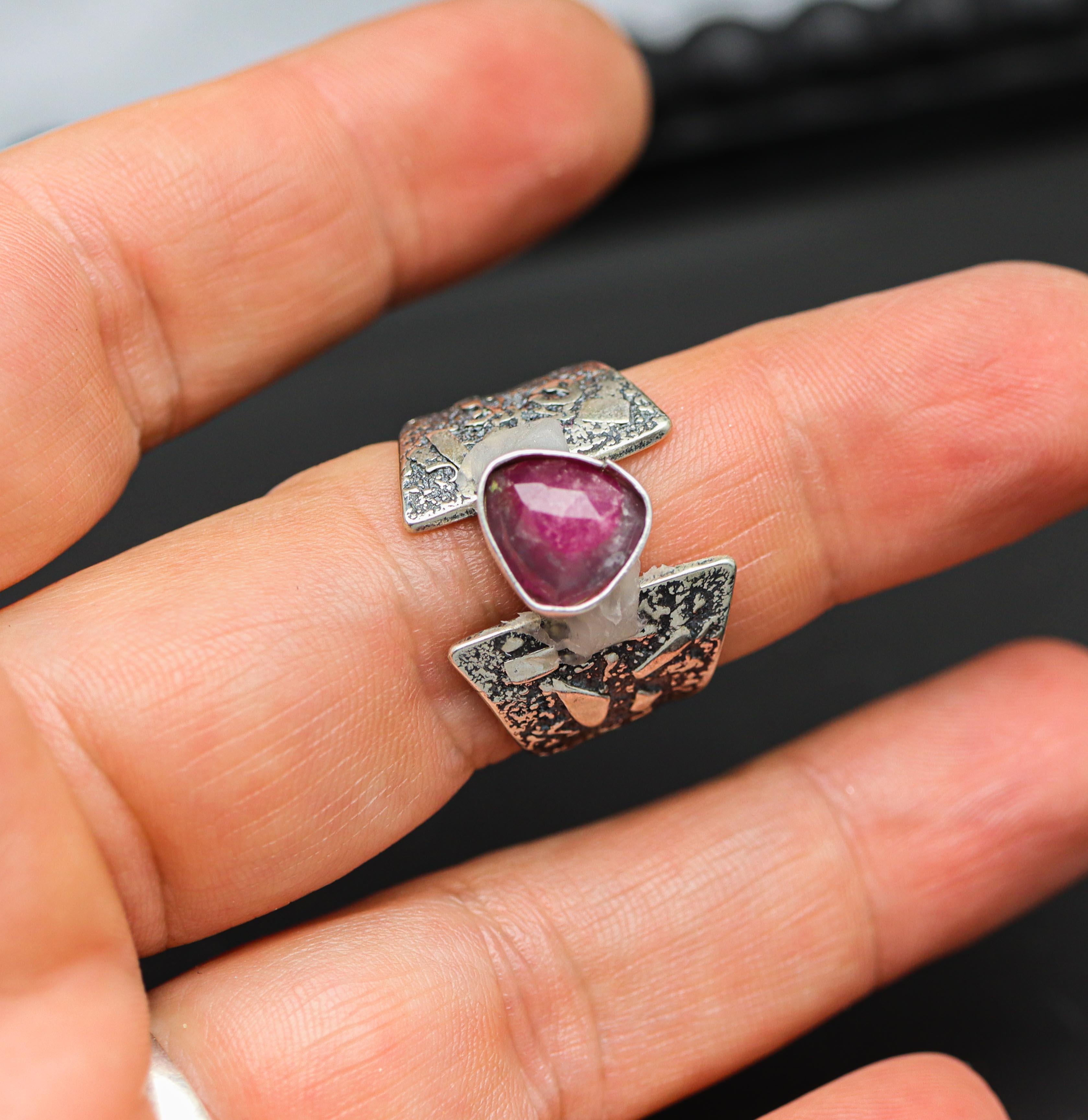 Pink and Purple Tourmaline Sterling Silver Made to Finish Ring