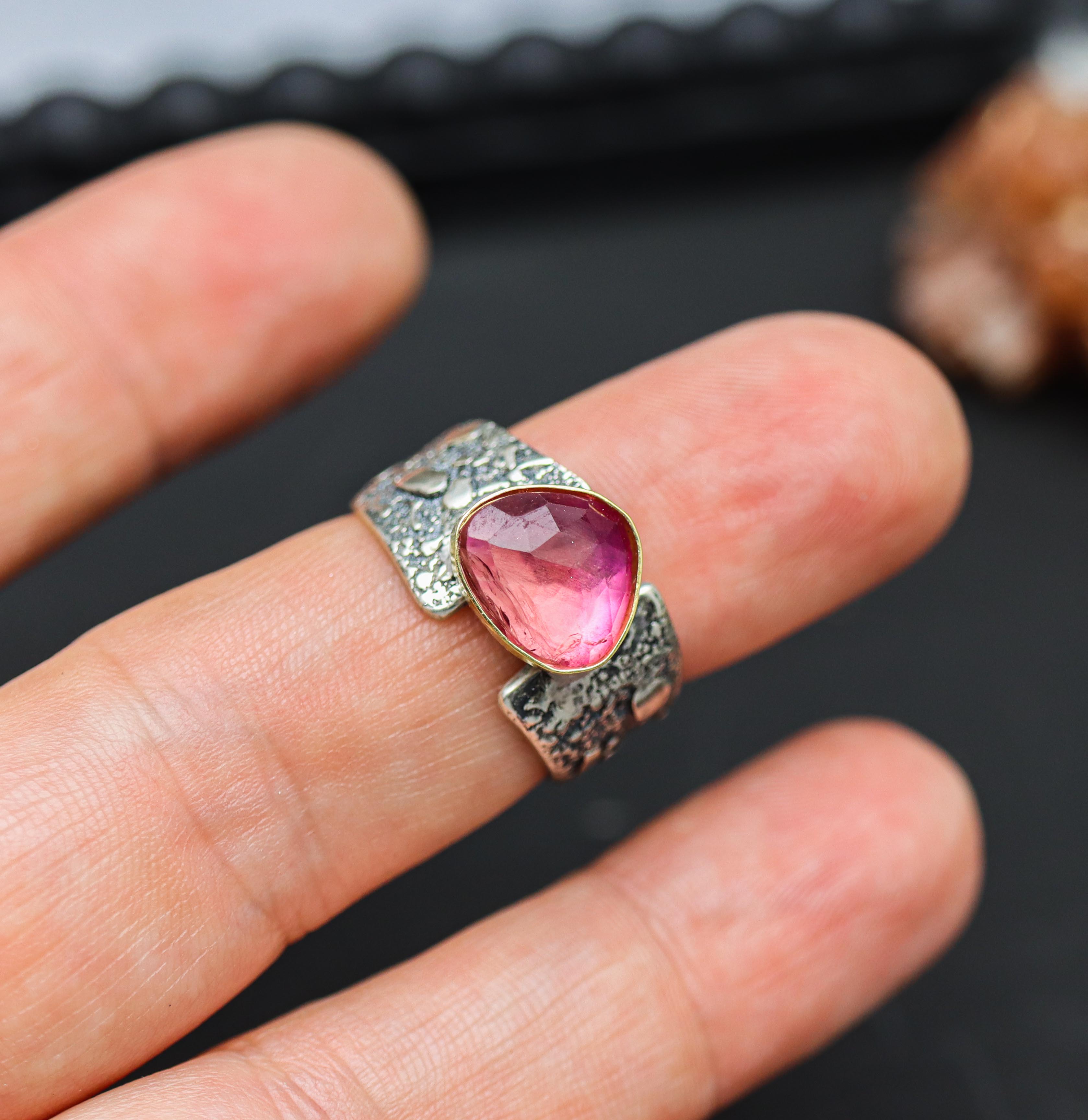 PINK TOURMALINE STERLING Silver selling Ring