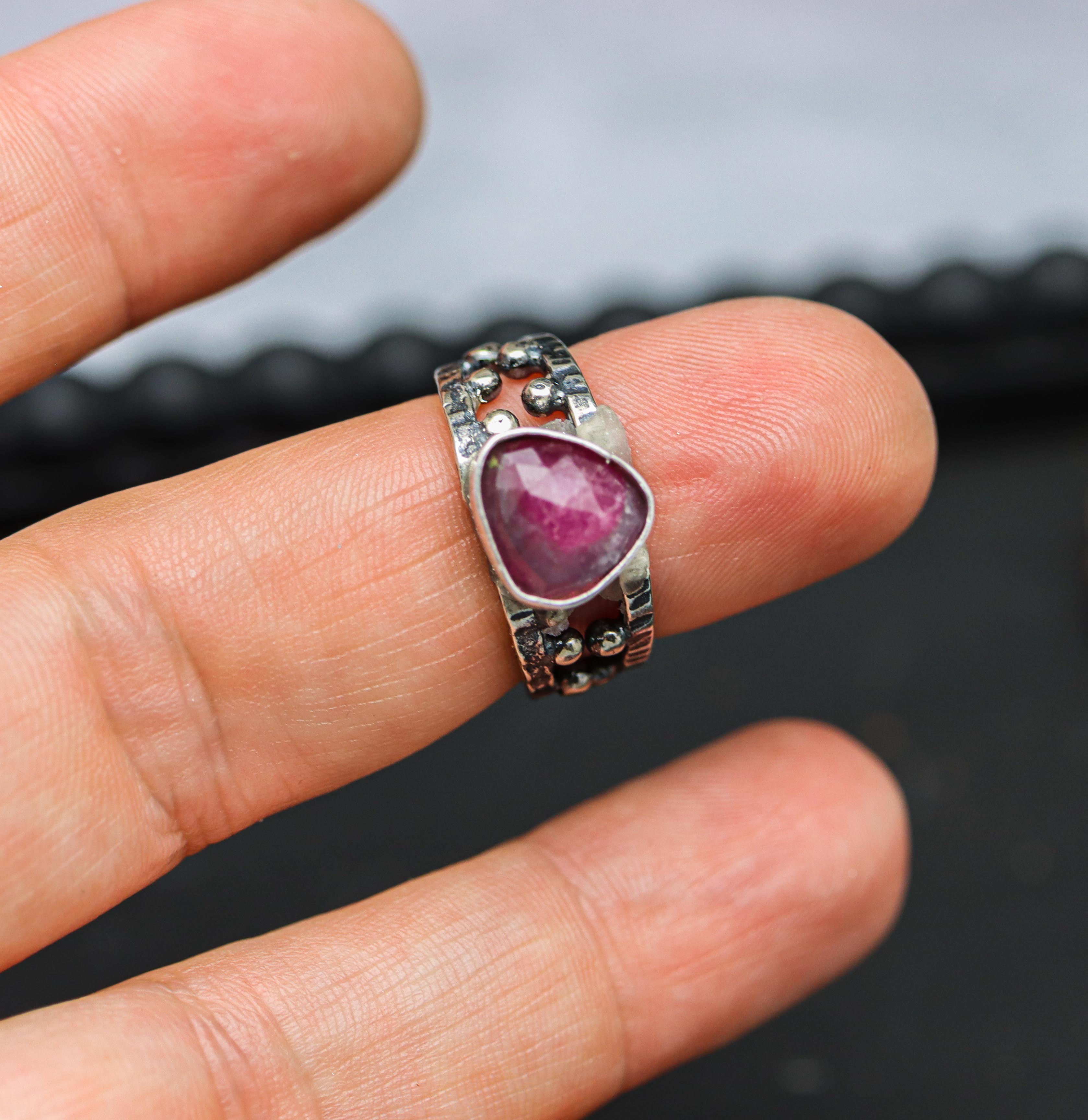 Pink and Purple Tourmaline Sterling Silver Made to Finish Ring