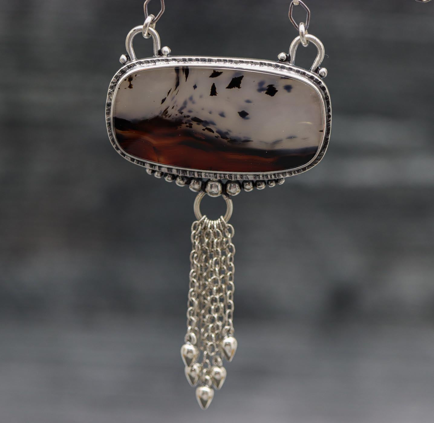 Montana Agate One Of a Kind Gemstone Necklace Sterling Silver