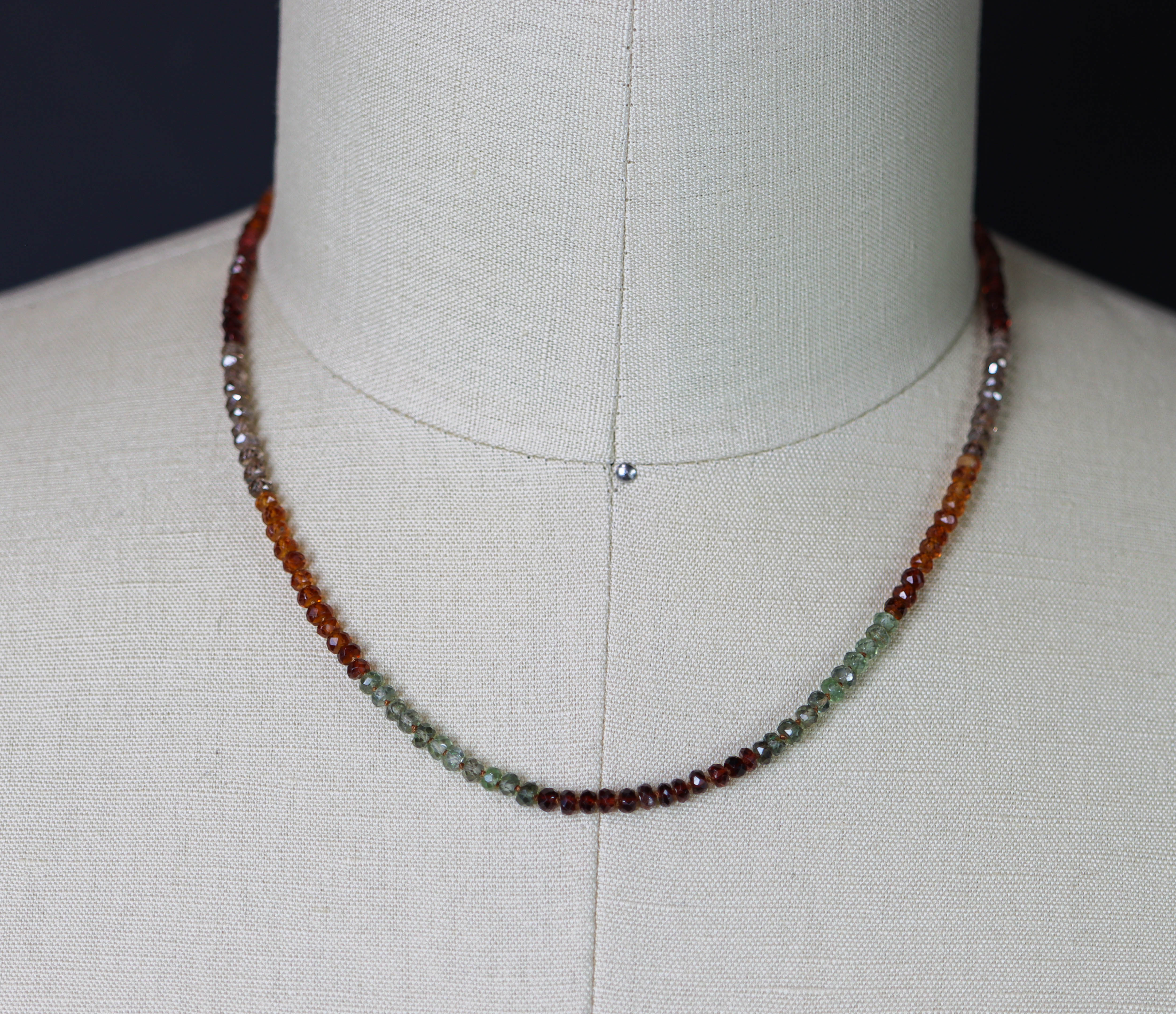 Tundra Sapphire Hand Knotted Bead Necklace Sterling Silver 19 inch