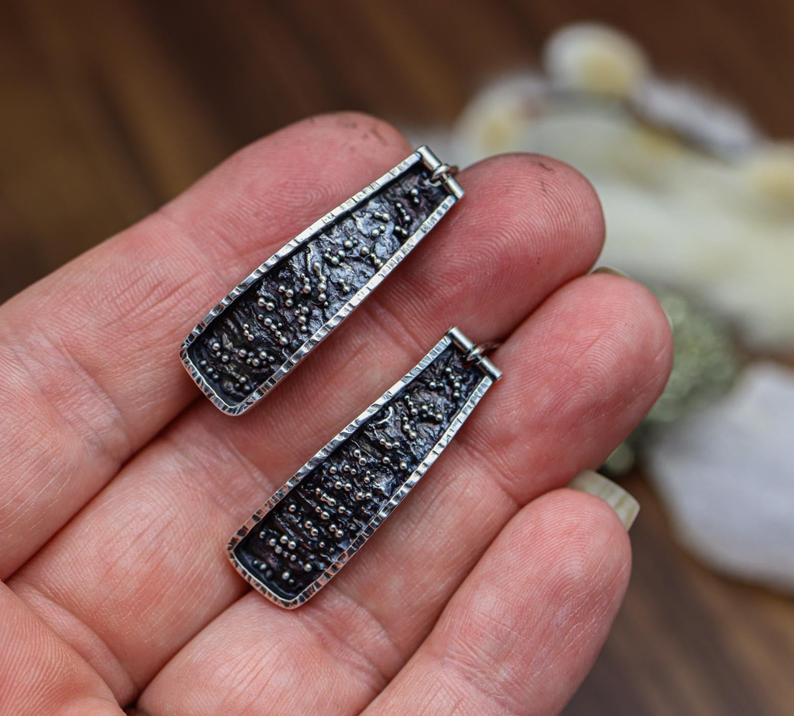 Hinged Granulation #1 Earrings Sterling Silver