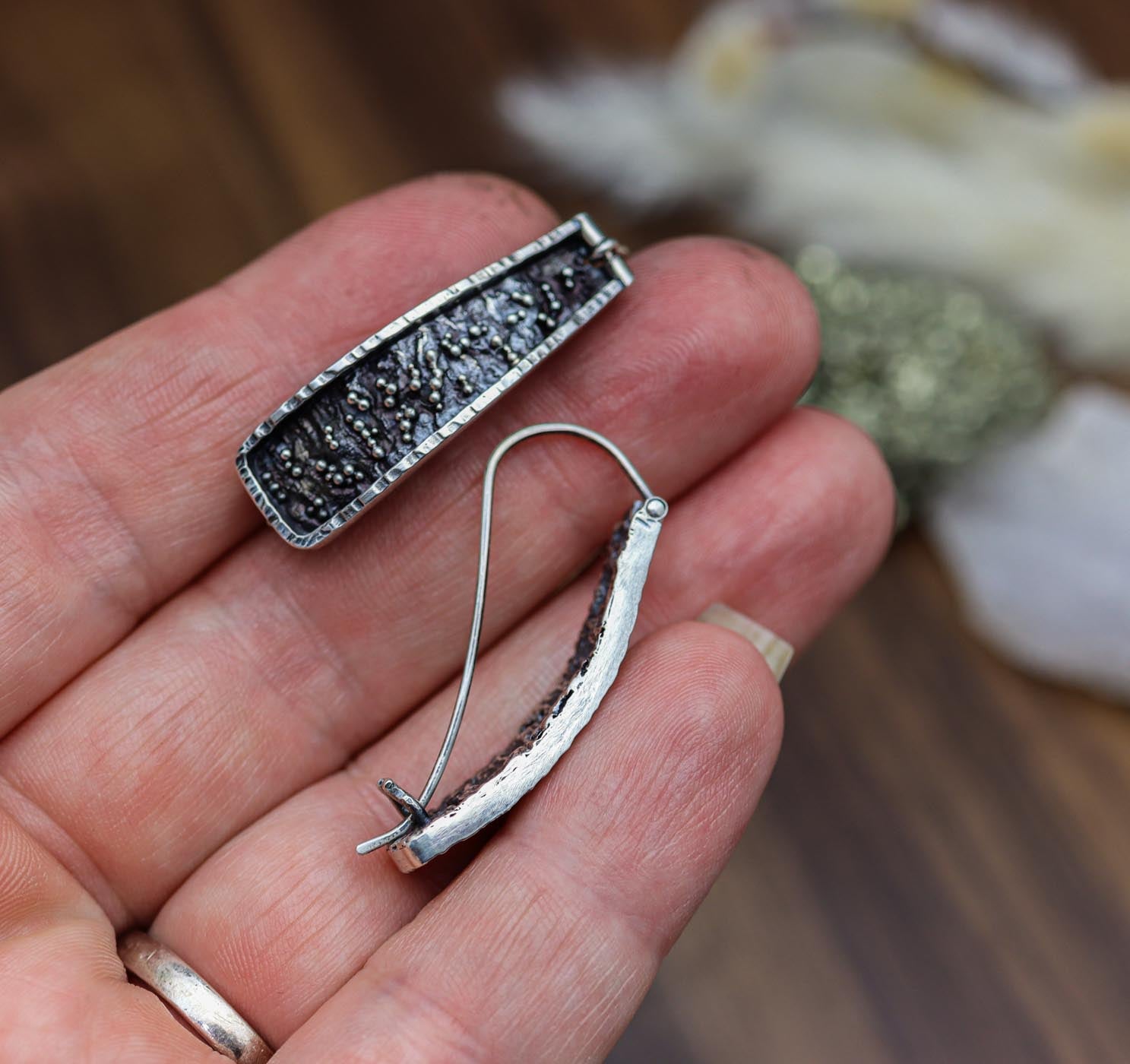 Hinged Granulation #1 Earrings Sterling Silver