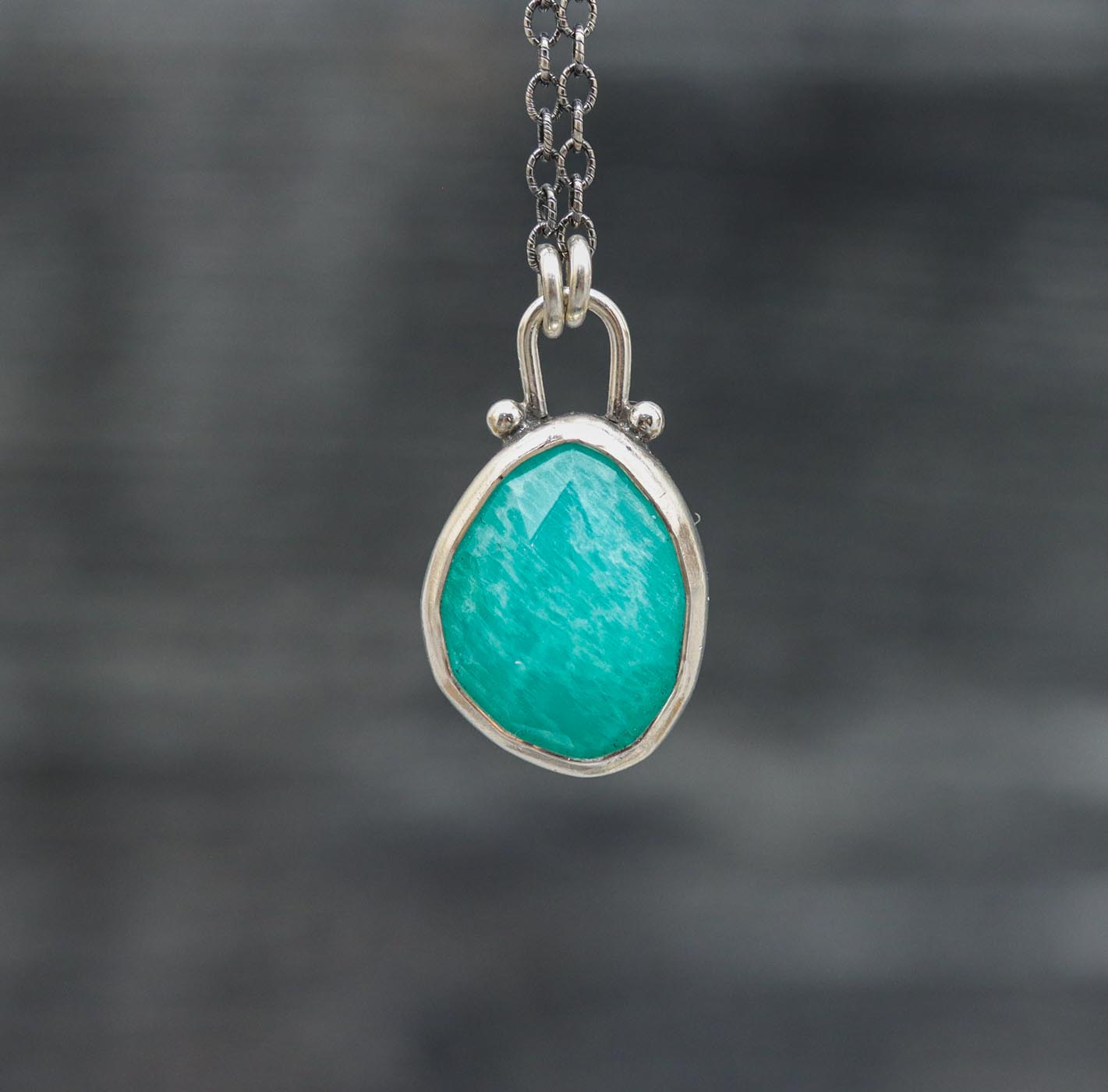Amazonite Pendant Necklace Sterling Silver