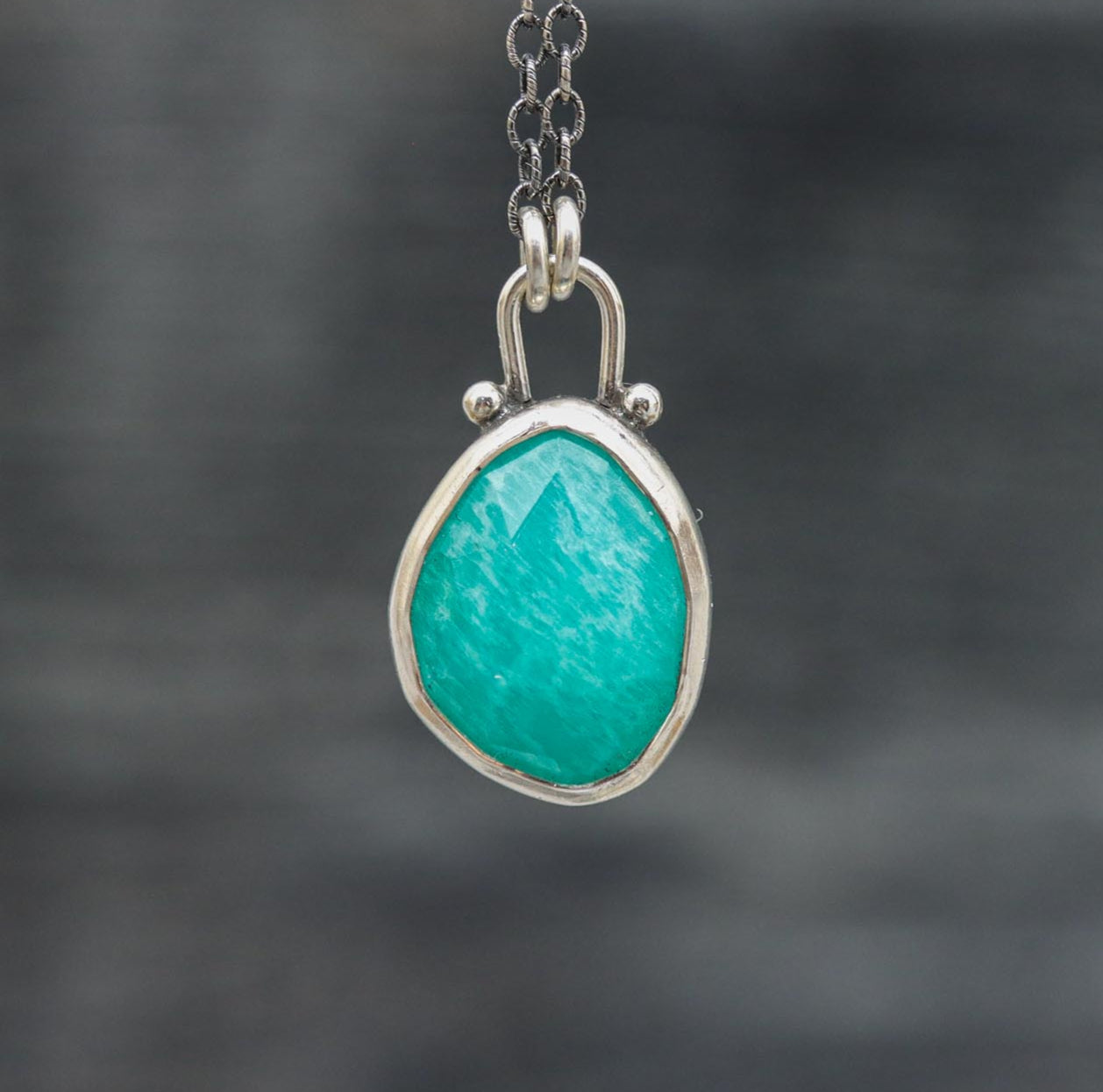 Amazonite Petite Pendant Necklace in Sterling Silver