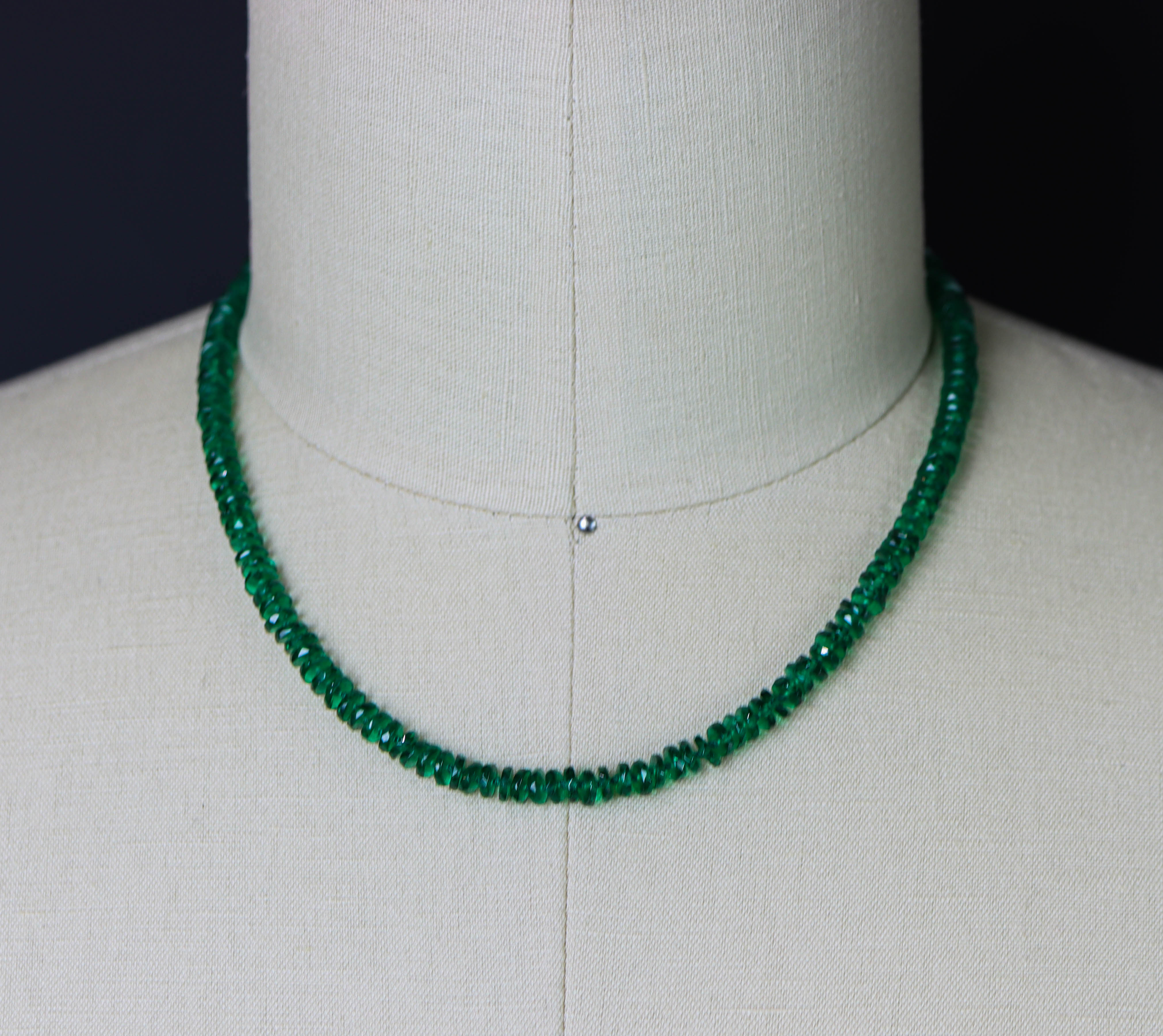 Green Onyx Hand Knotted Bead Necklace Sterling Silver