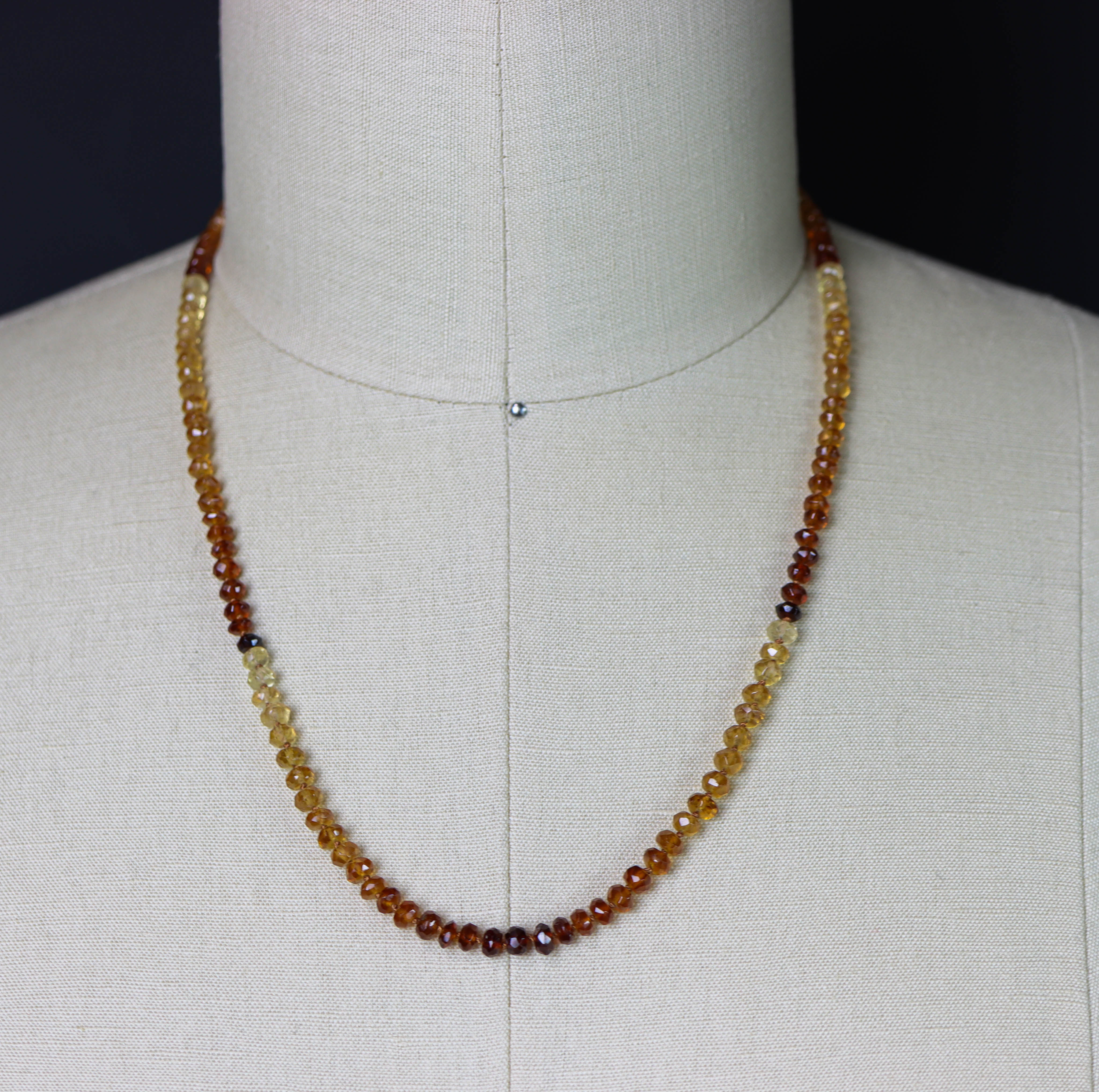 Hessonite Garnet Hand-Knotted Strand Necklace in Sterling Silver