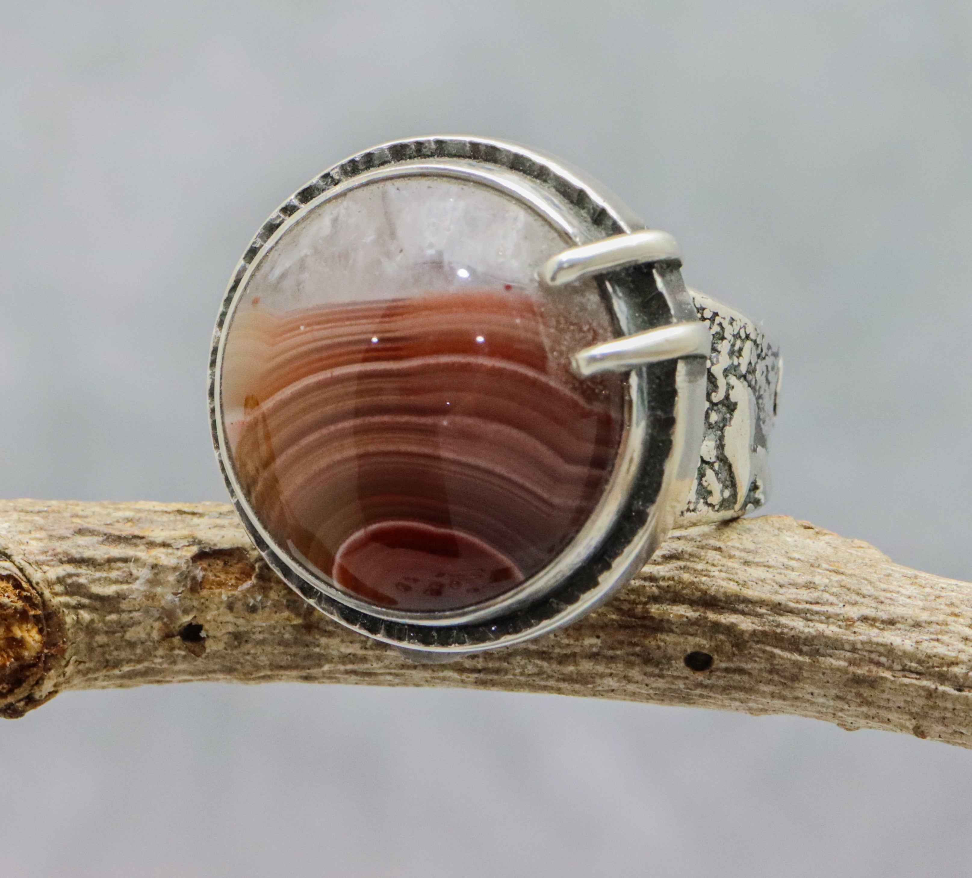 Laguna Agate Sterling Silver Wide Band Ring