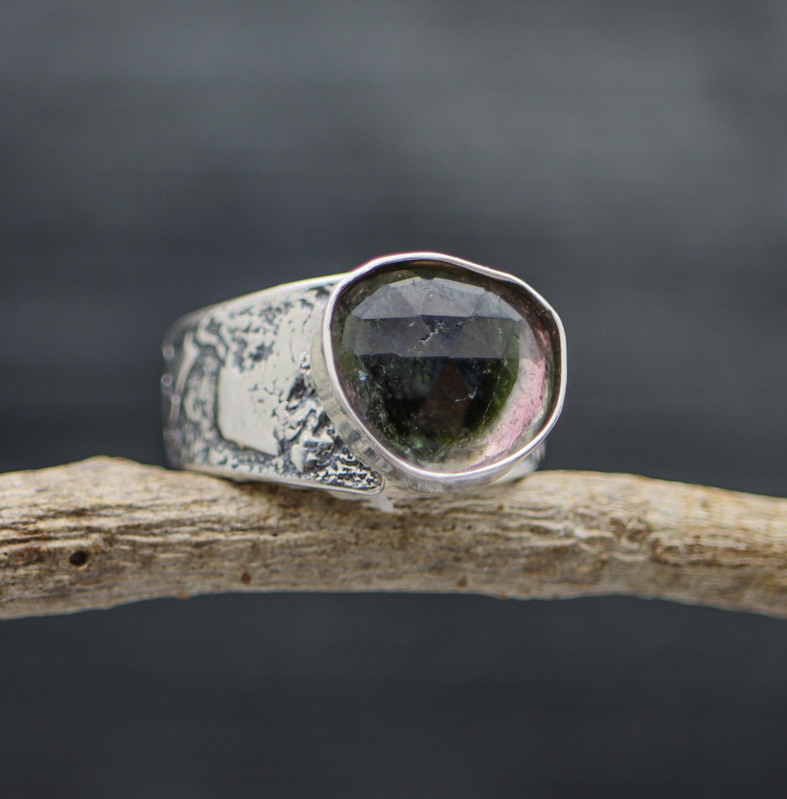 Watermelon Tourmaline Sterling Silver Ring Made To Finish