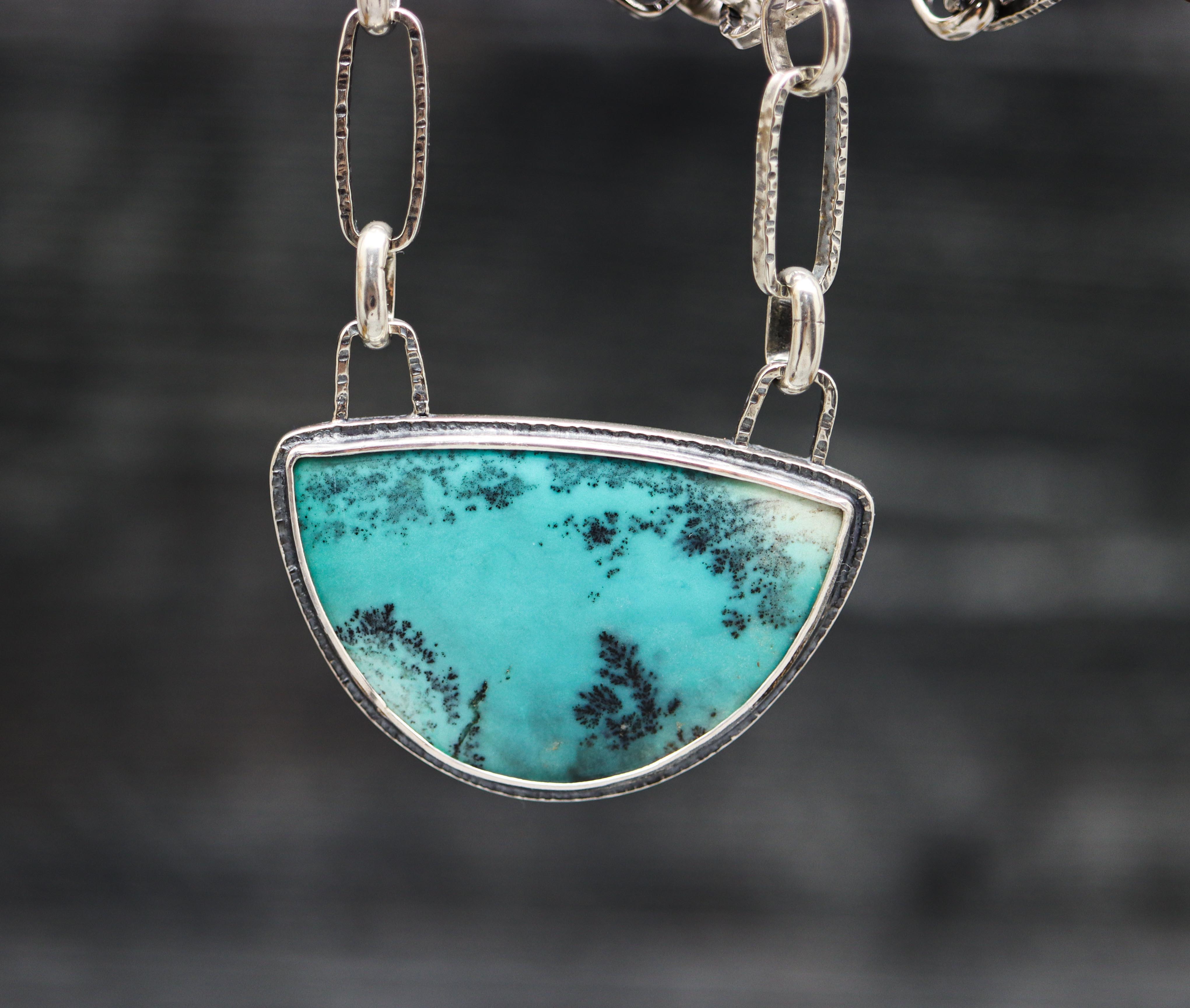 Opalized Petrified Wood Sterling Silver Statement Necklace