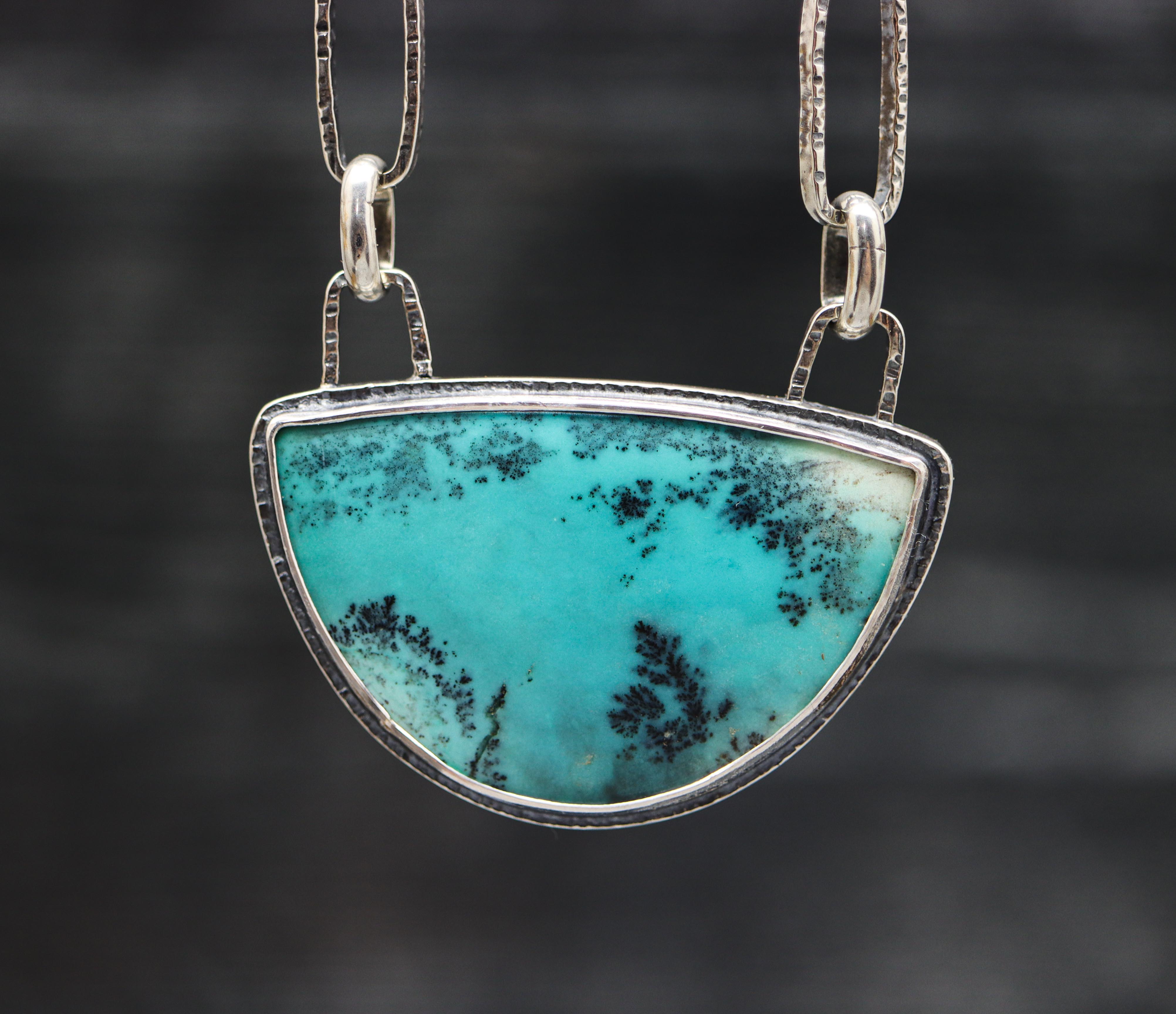 Opalized Petrified Wood Sterling Silver Statement Necklace