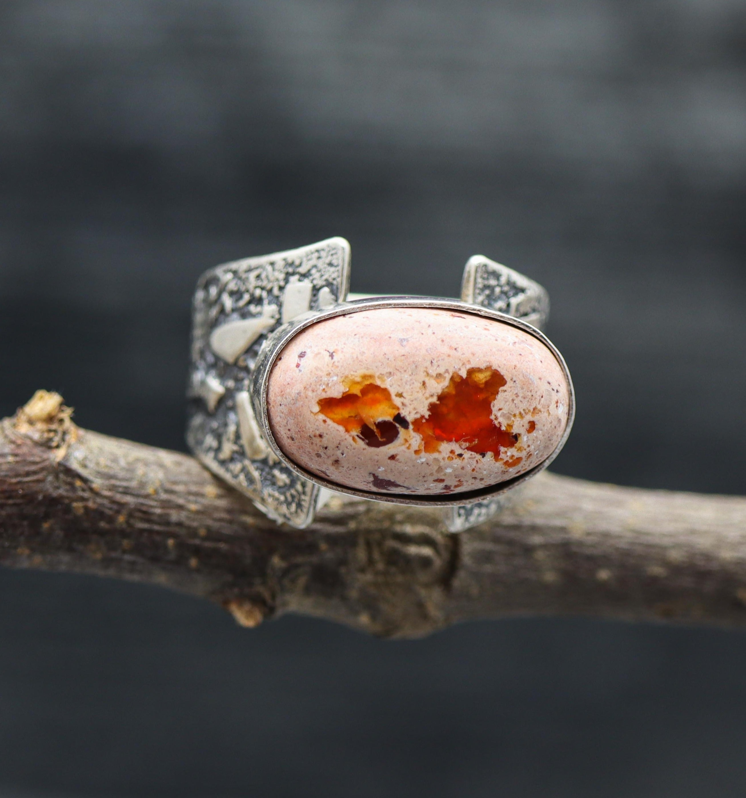 Silver ring with Mexican deals fire opal stone