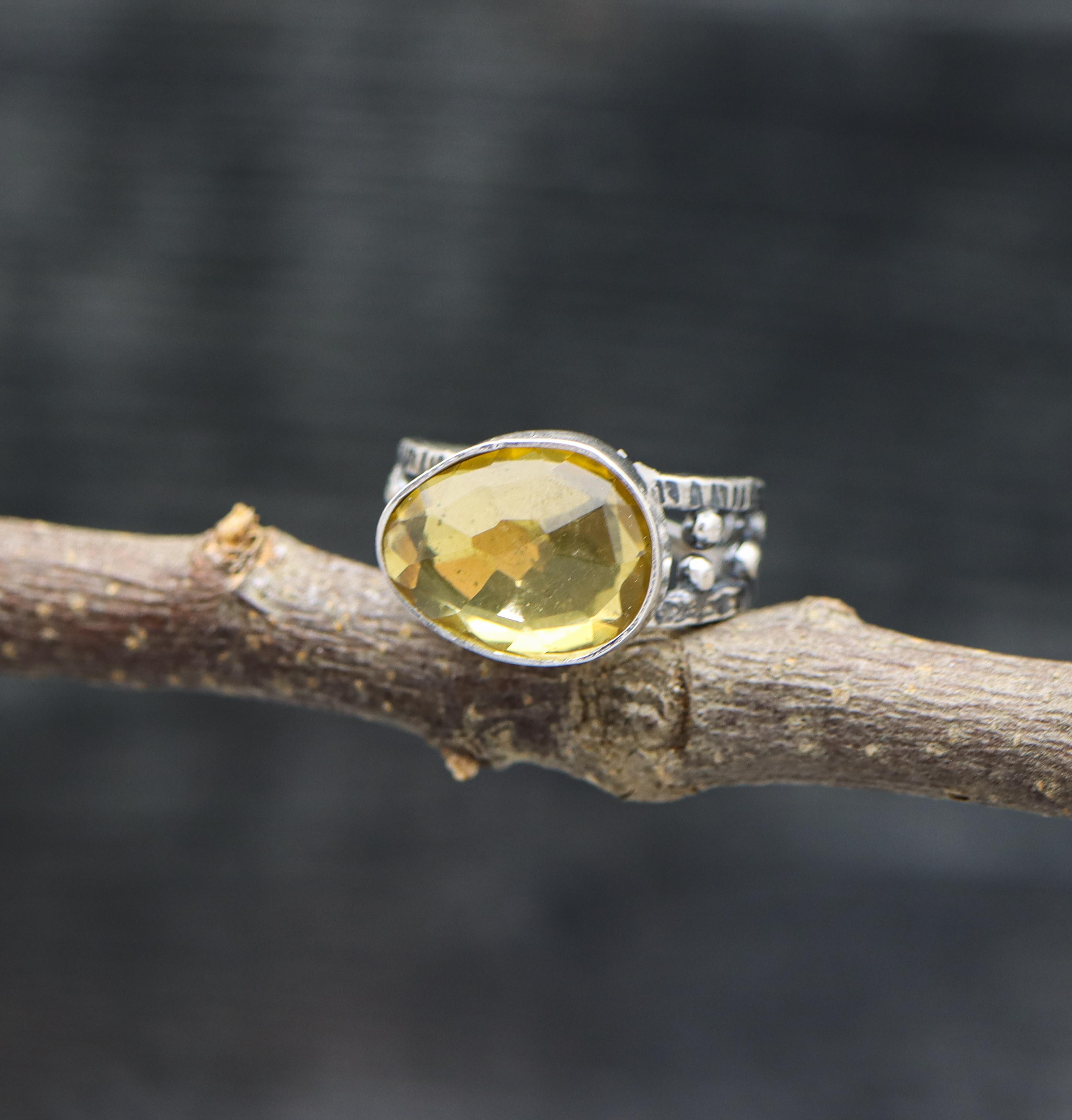 Yellow Citrine Sterling Silver Ring Made to Finish