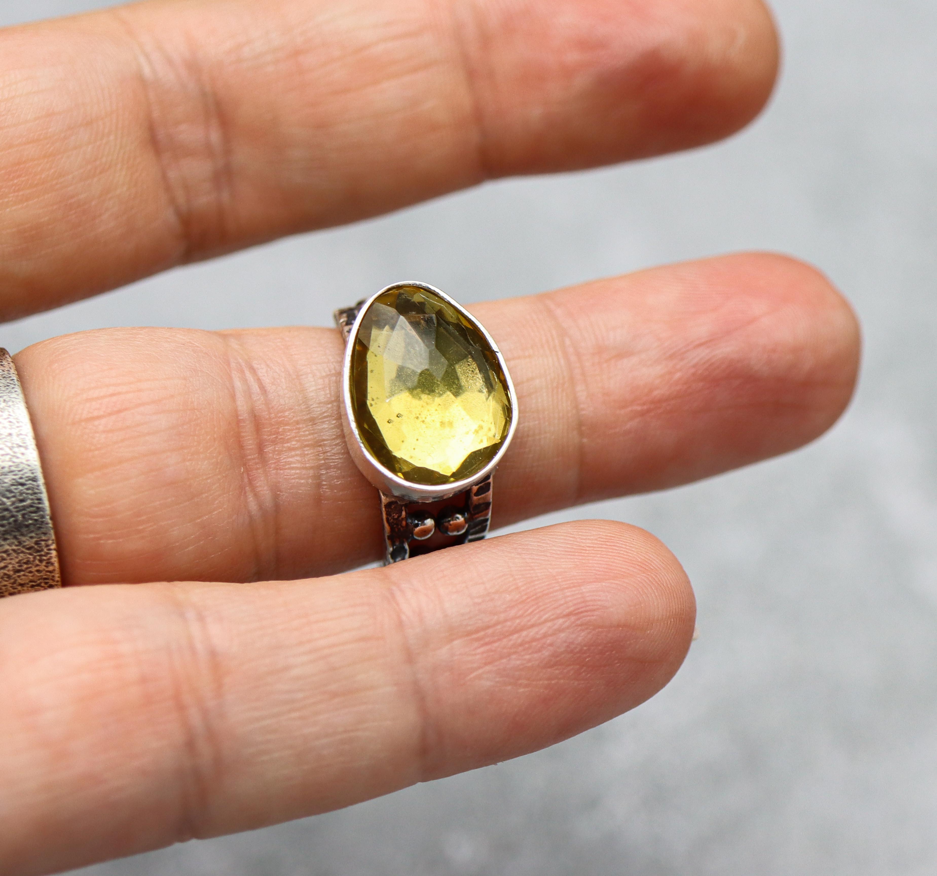 Yellow Citrine Sterling Silver Ring Made to Finish