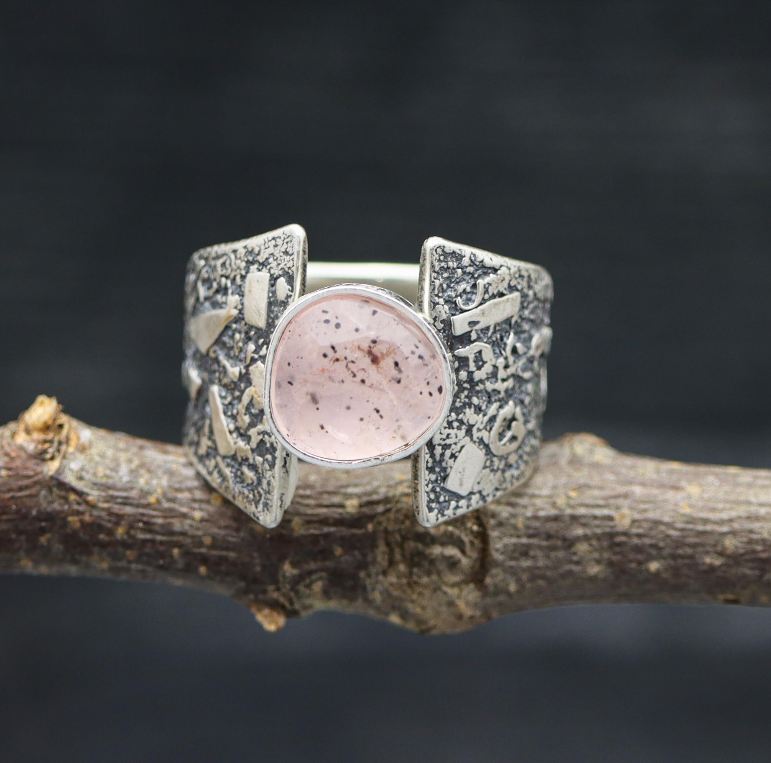 Rose Quartz with Inclusions Sterling Silver Made to Finish Ring