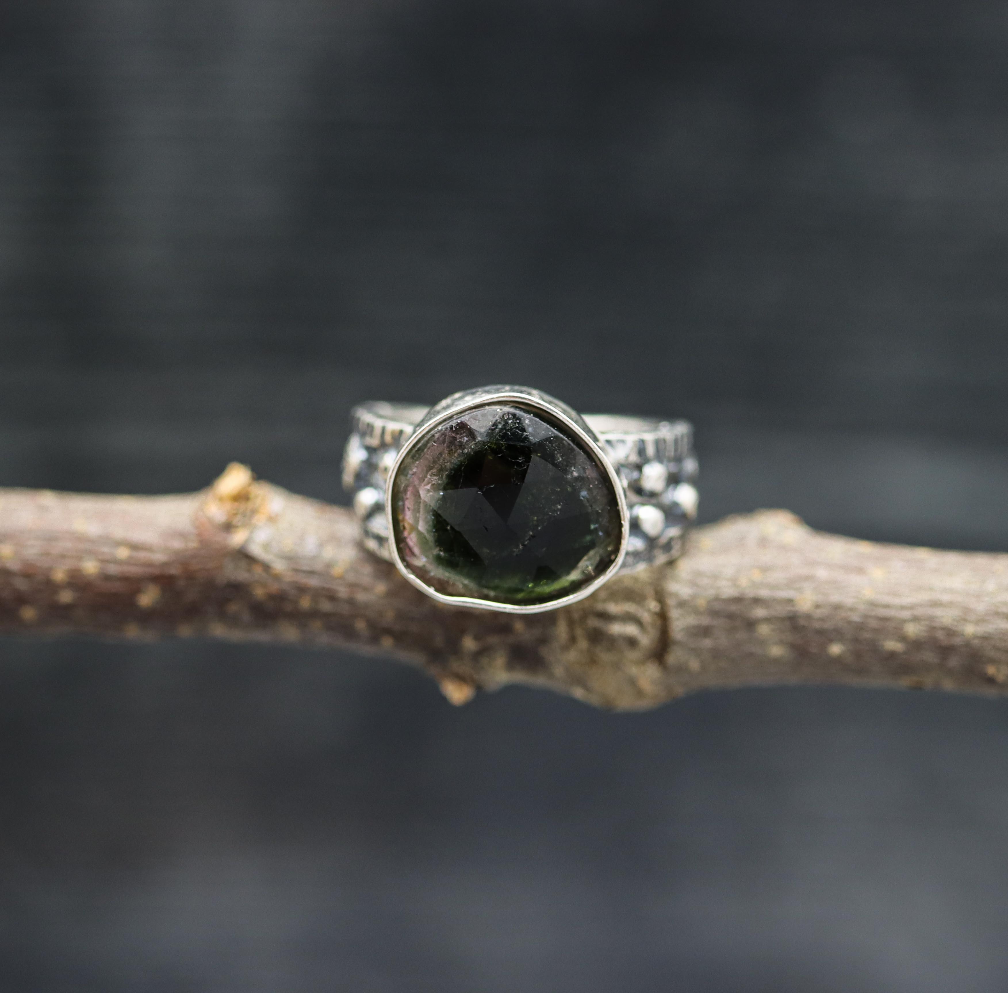 Watermelon Tourmaline Sterling Silver Ring Made To Finish