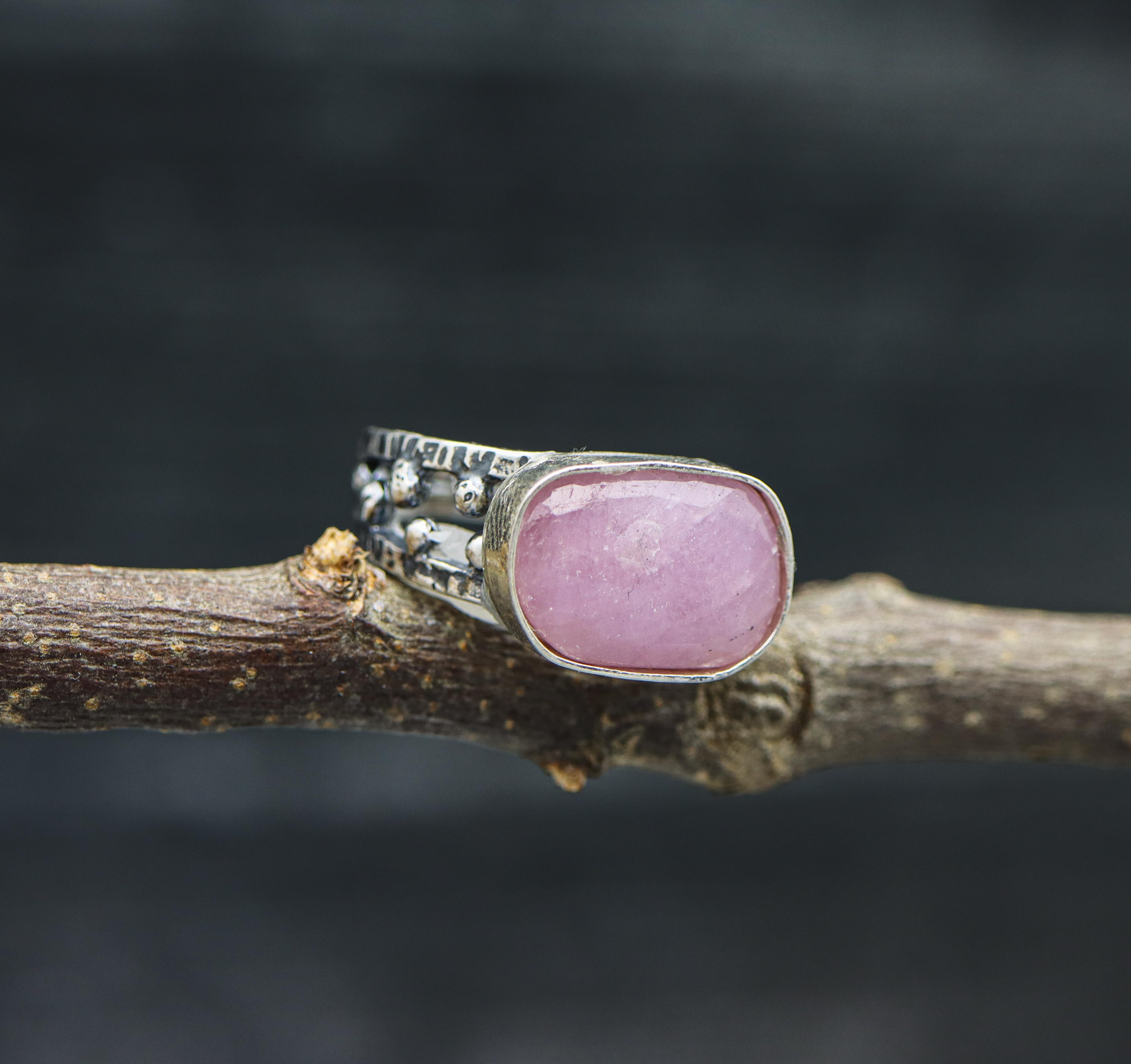 Pink Sapphire Sterling Silver Ring Made To Finish