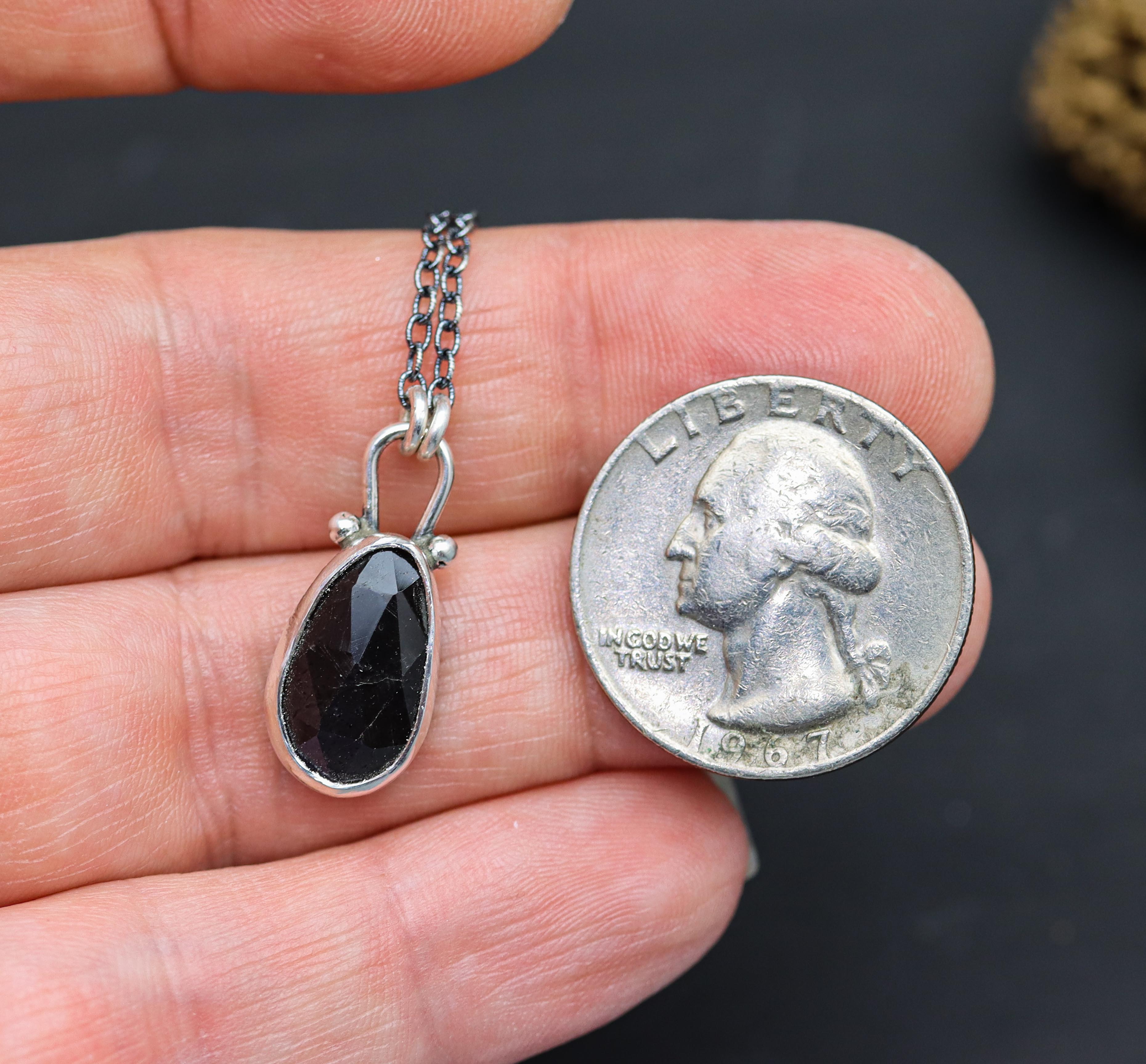 Midnight Labradorite Pendant Necklace Sterling Silver