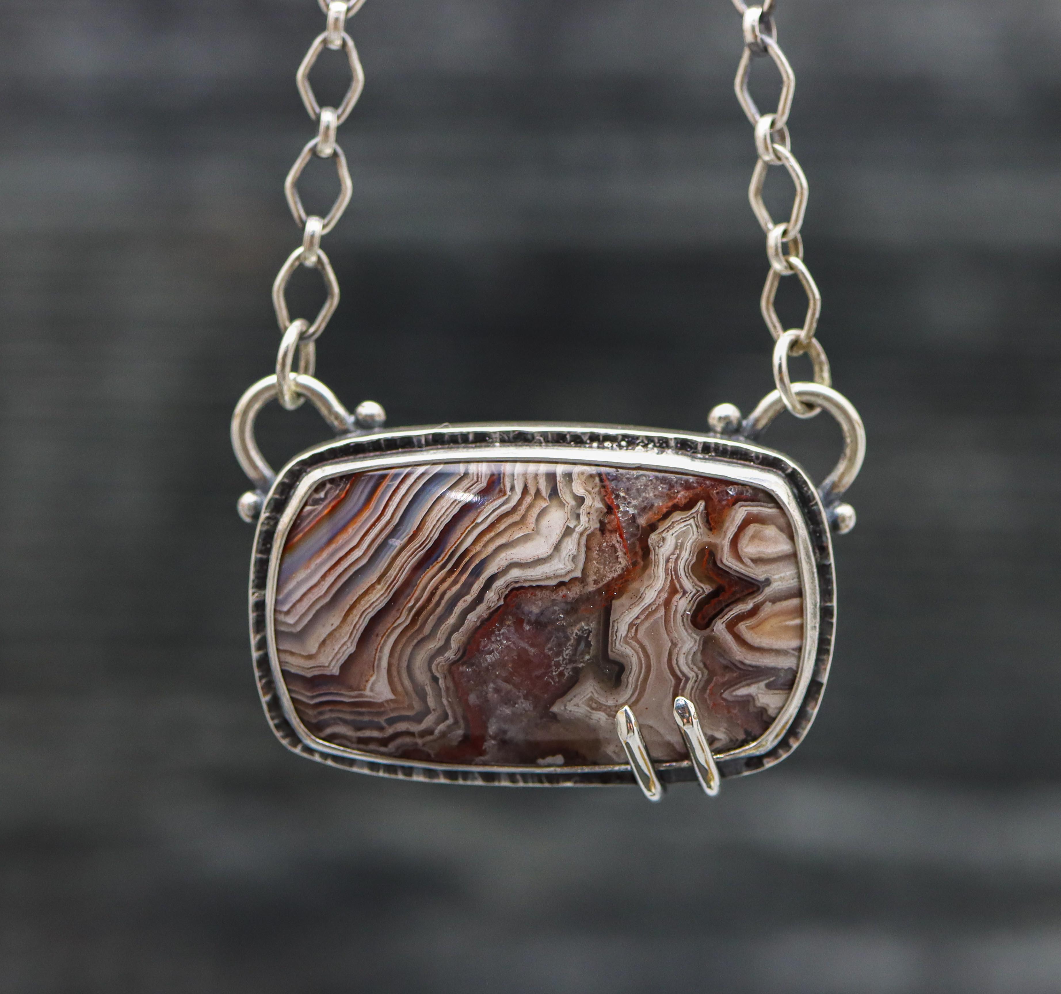 Laguna Agate Sterling selling Silver Necklace Pendant