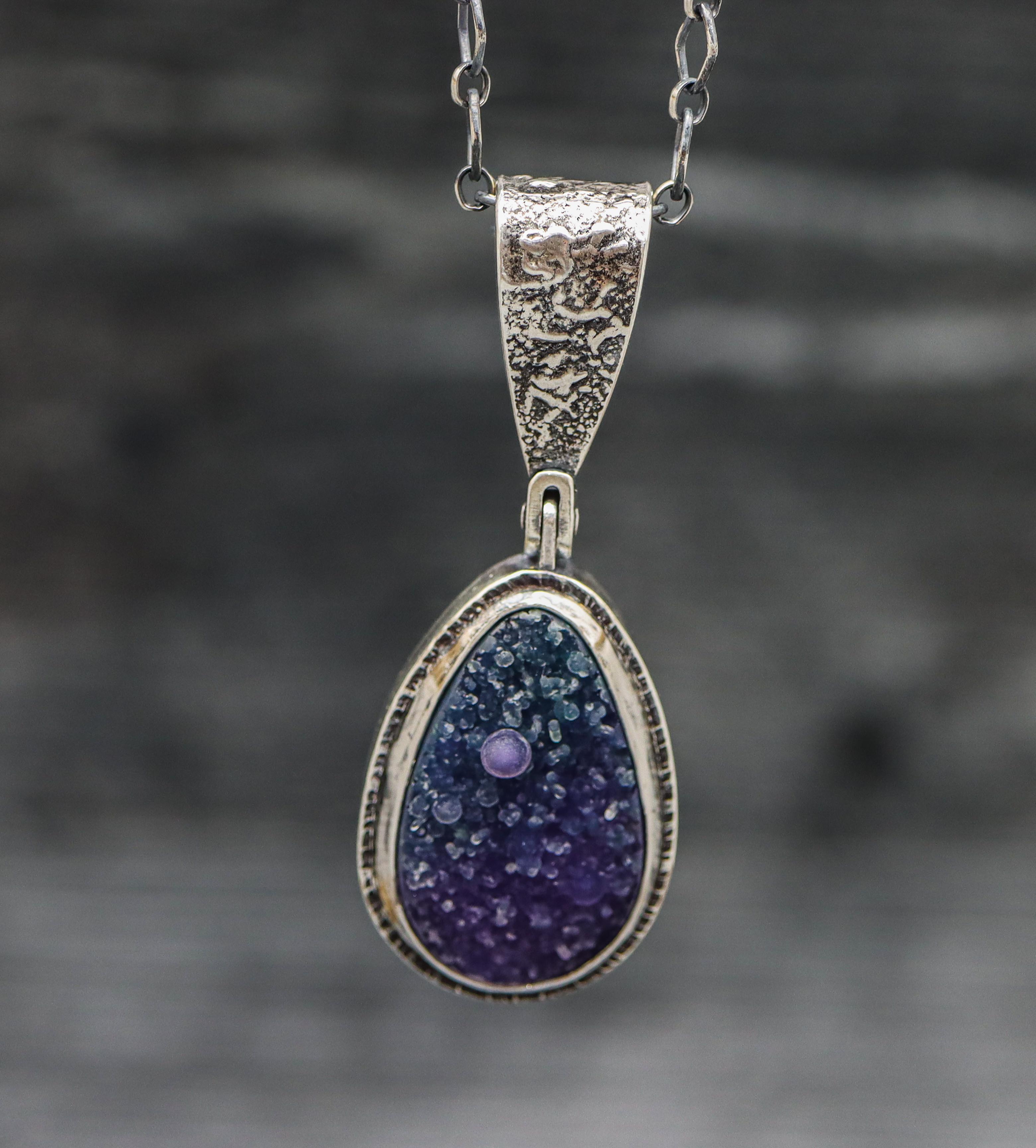 Grape Agate Sterling Silver One Of a Kind Gemstone Necklace
