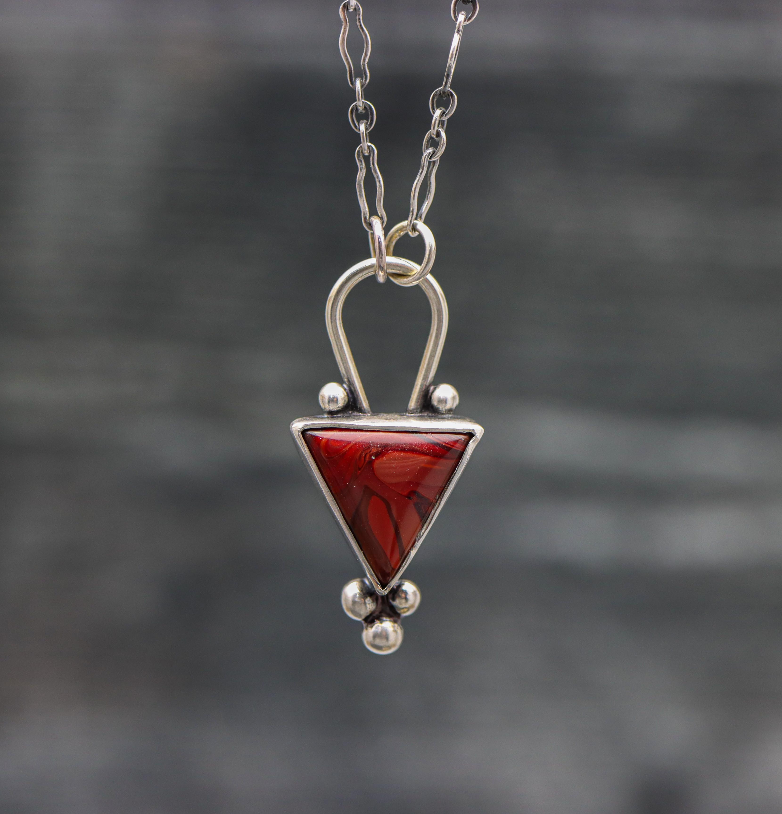 Red Rosarita Pendant Necklace Sterling Silver