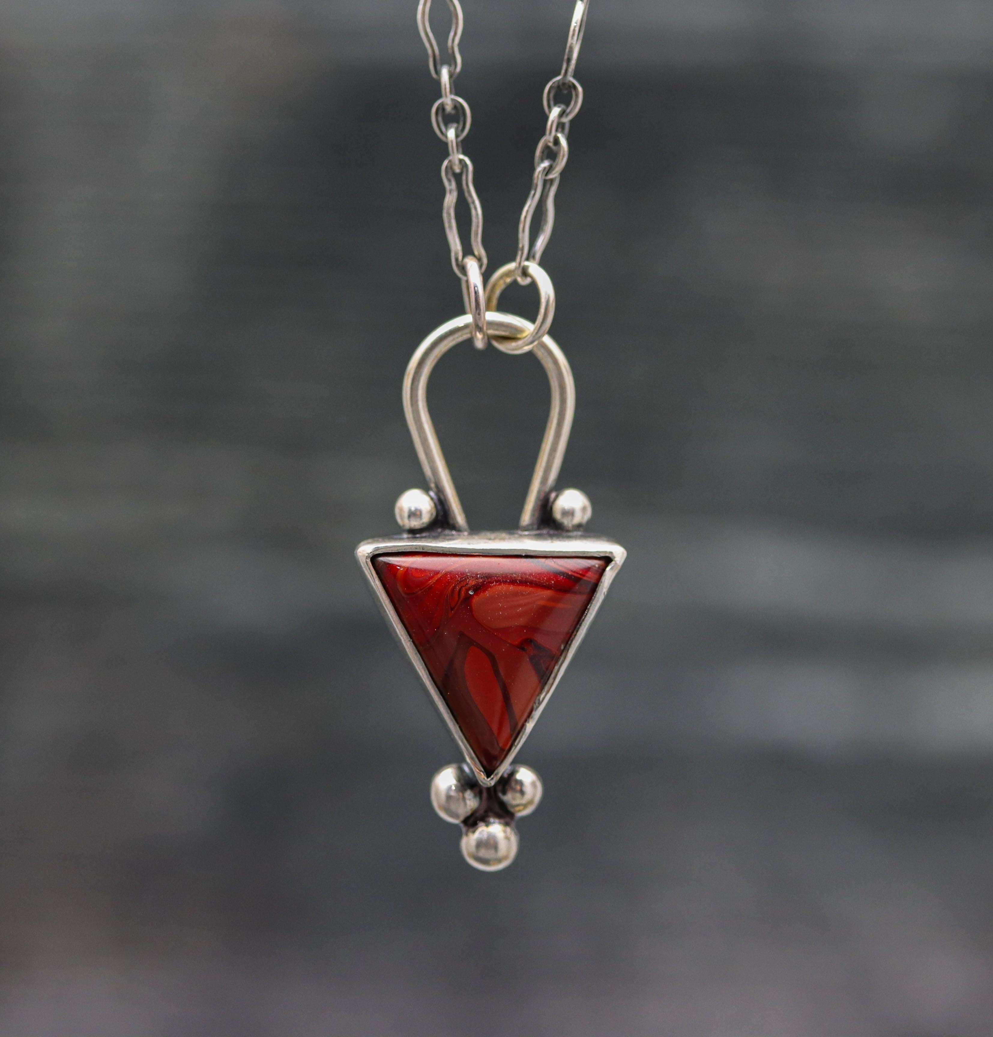 Red Rosarita Pendant Necklace Sterling Silver