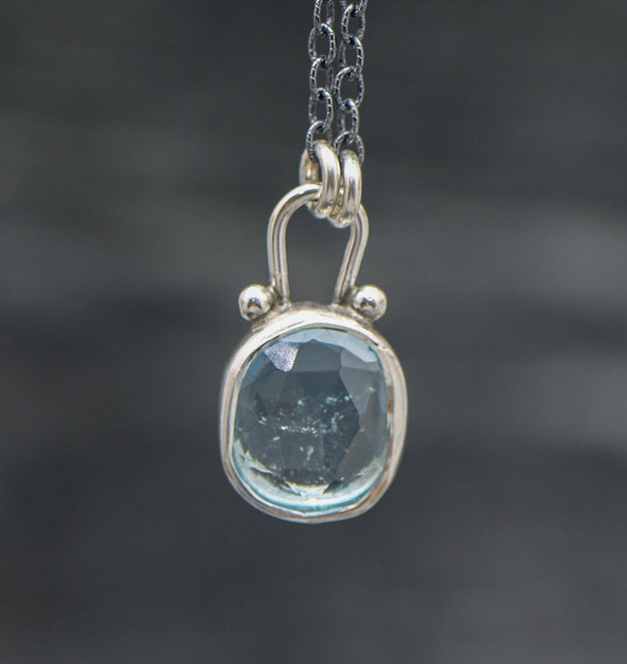 Blue Topaz Petite Pendant Necklace in Sterling Silver