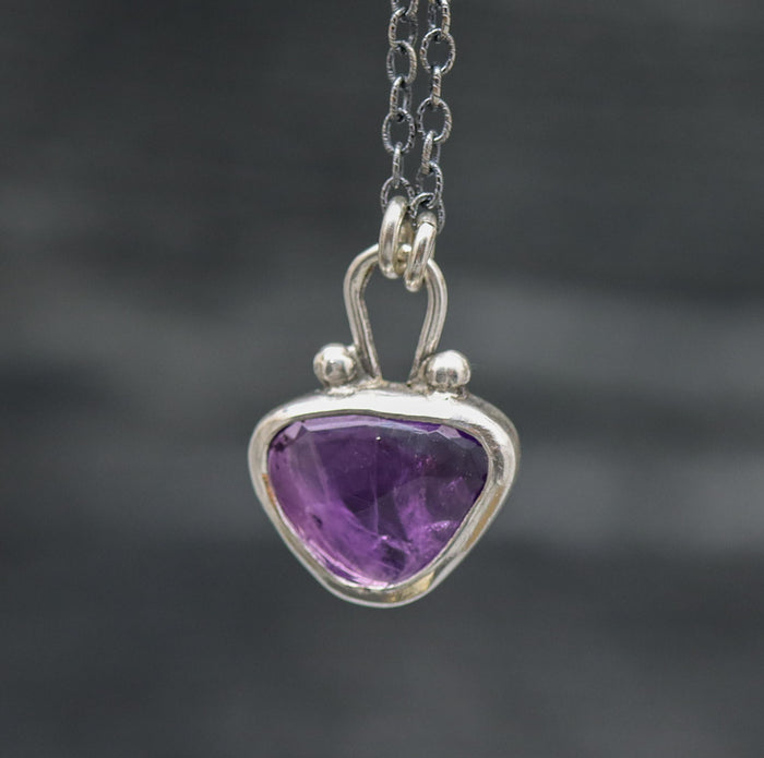 Amethyst Petite Pendant Necklace in Sterling Silver