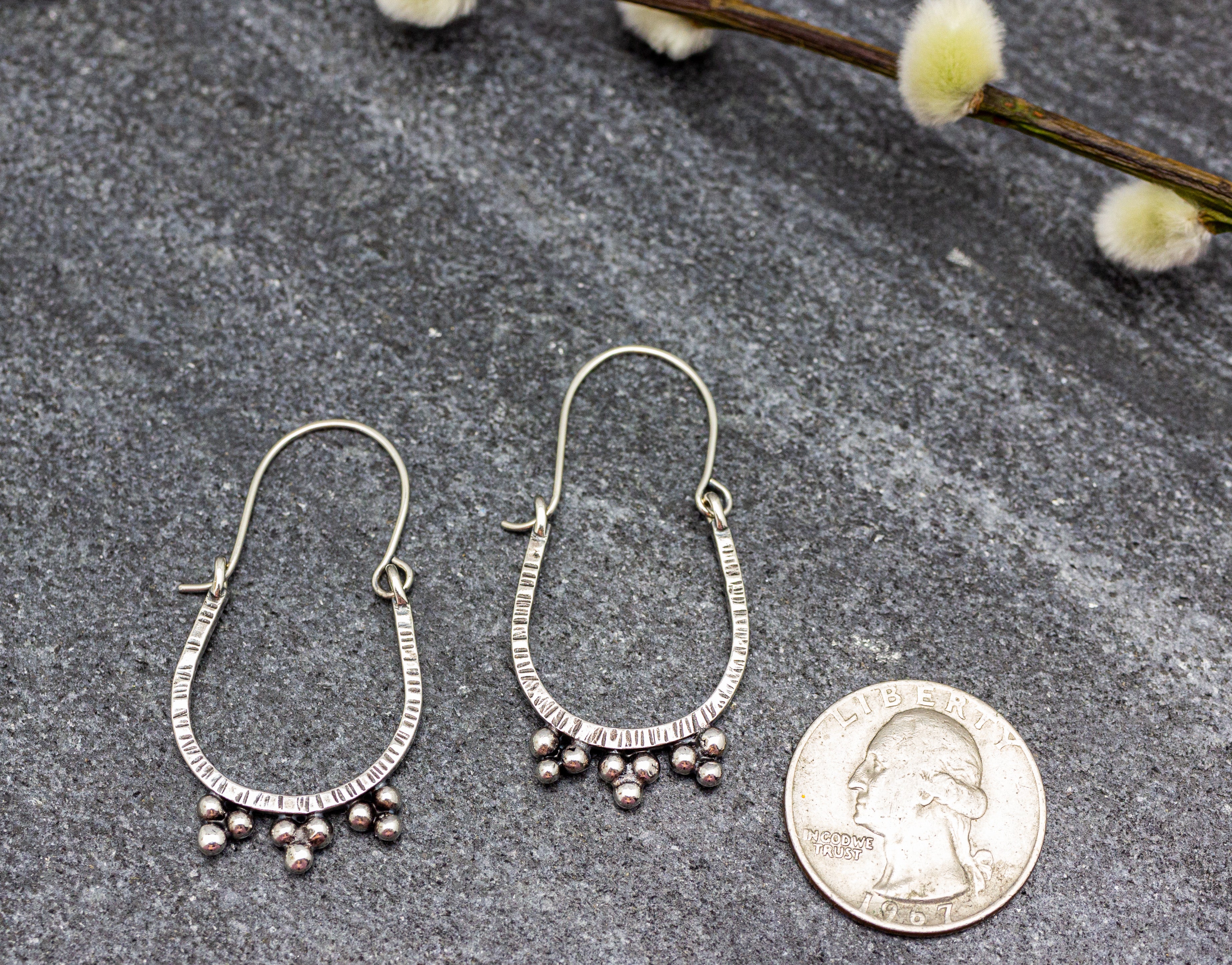Medium Granulated Hoop Earrings in Sterling Silver Made To Order