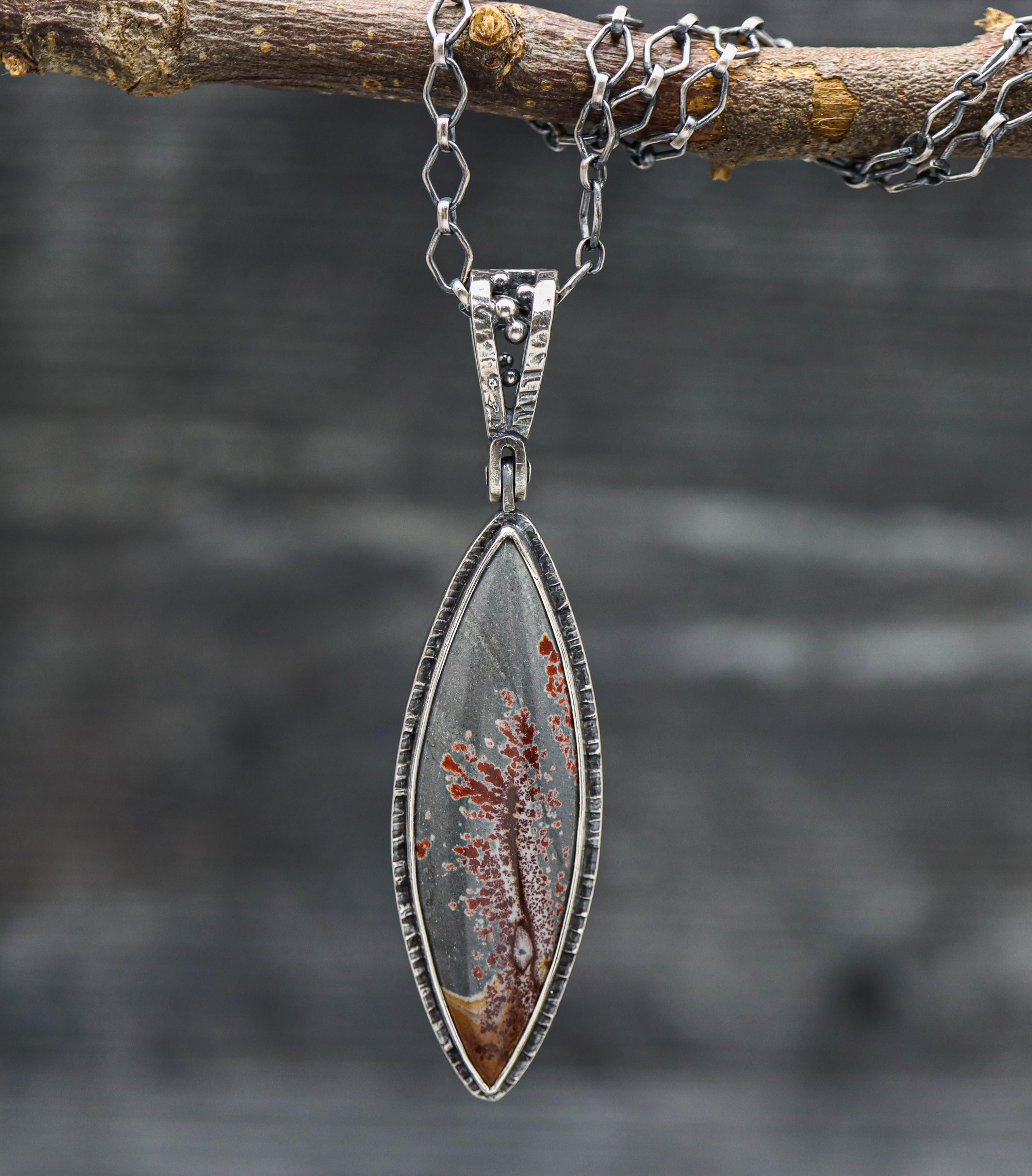 Sonoran Dendritic Rhyolite Jasper One of a Kind Gemstone Necklace Ster