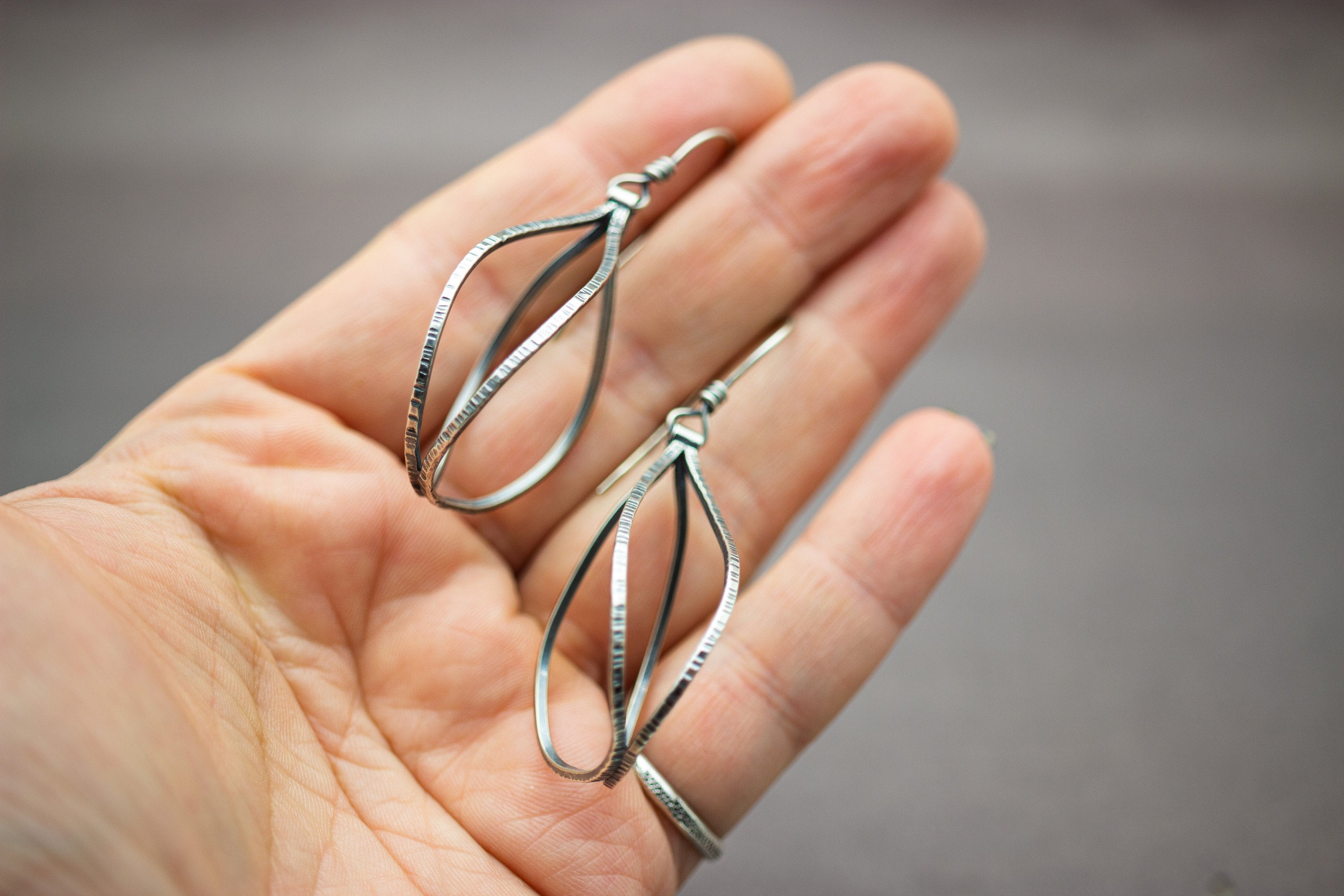Swingy Double Hoop Drop Earrings Sterling Silver Made To Order